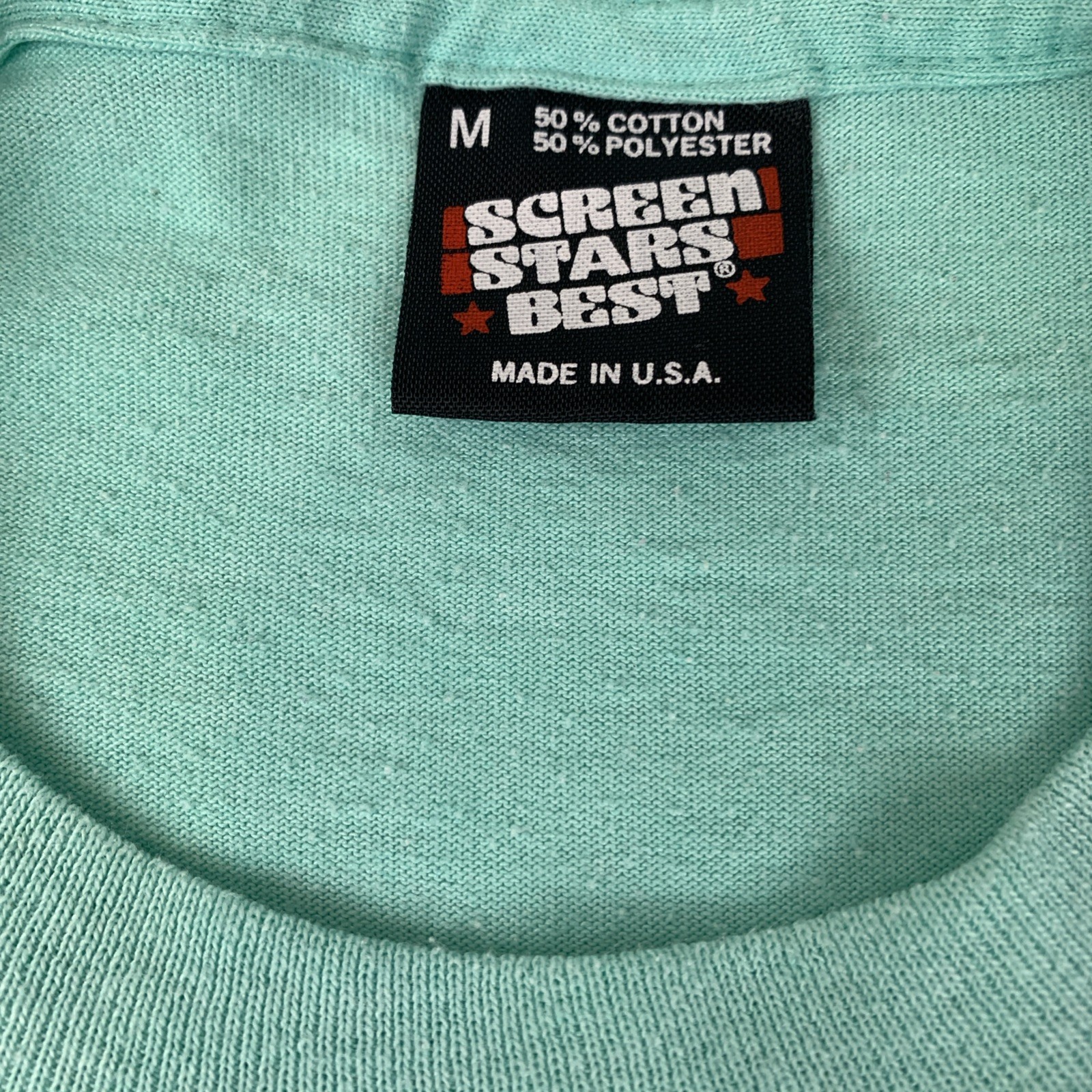 Vtg Screen Stars Best Made In USA Med T Shirt Single Stitch 1988 Women’s Green