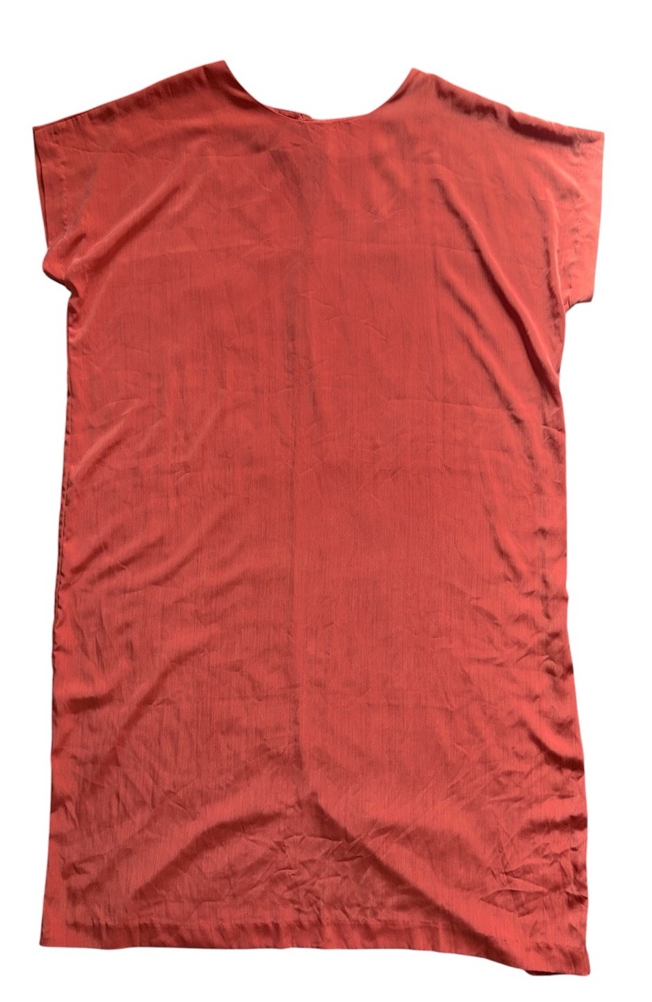 Sue Brett vintage coral orange shift dress mid-century loosely hung straight cut