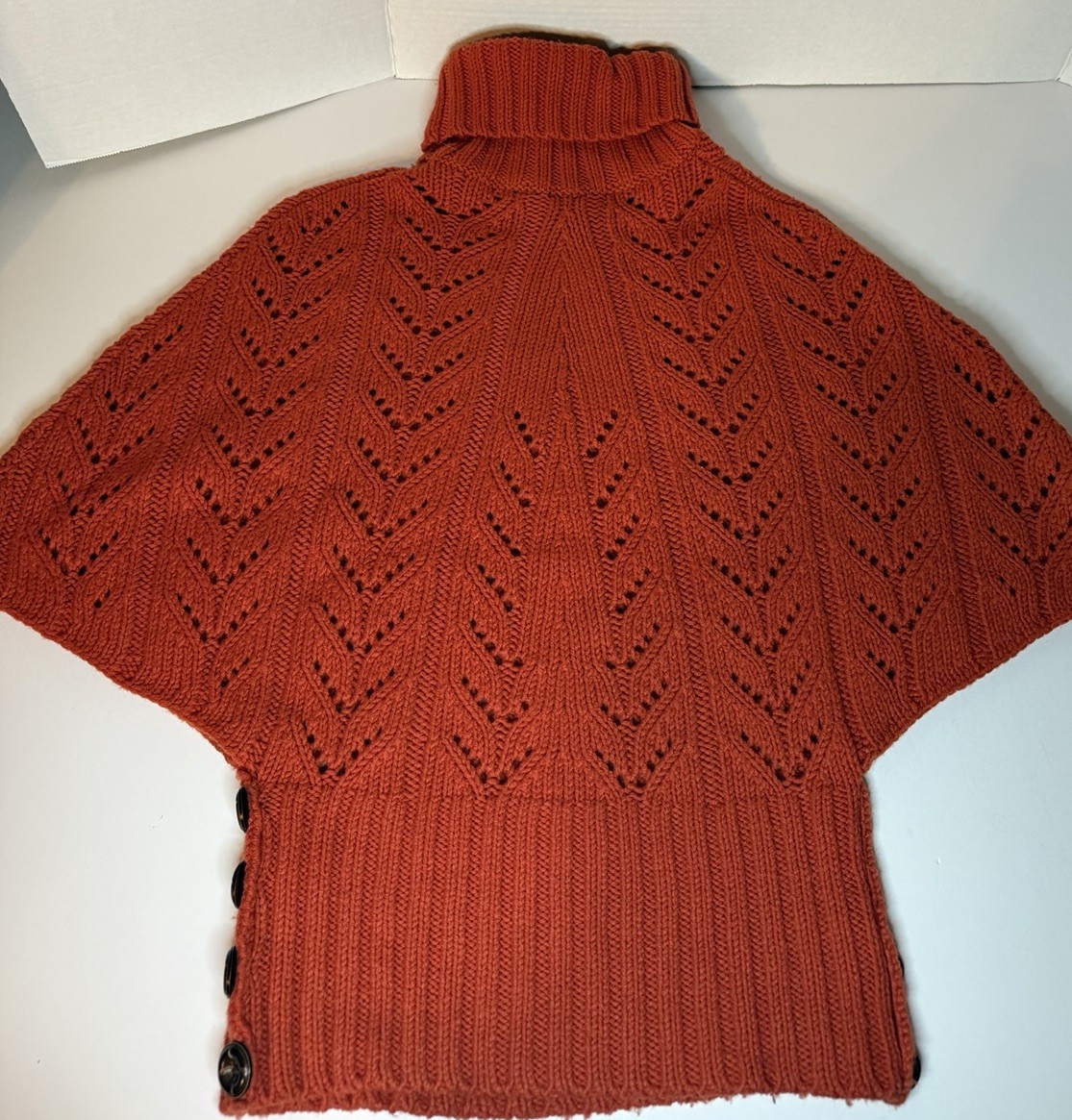 Vintage Esprit Collection Woman’s Knit Turtleneck poncho Wool Sweater Buttons M