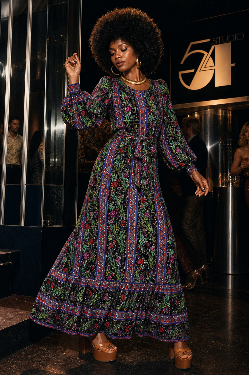 Vintage 70s Boho Maxi Dress Hippie Festival Dress Tricel XS S Floral