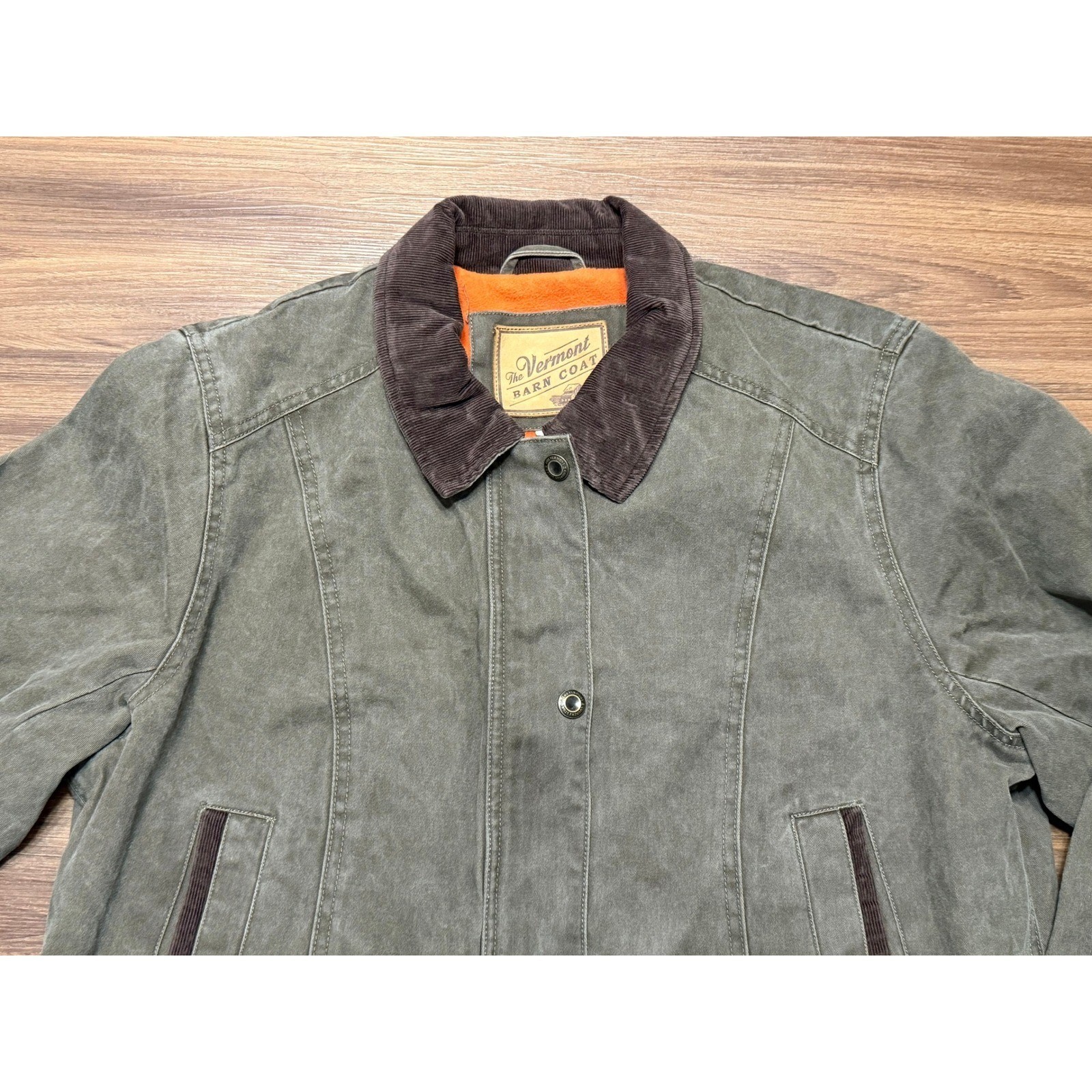 The Original Vermont Barn Coat Olive Green Fleece Lined Chore Jacket Women Sz 1X