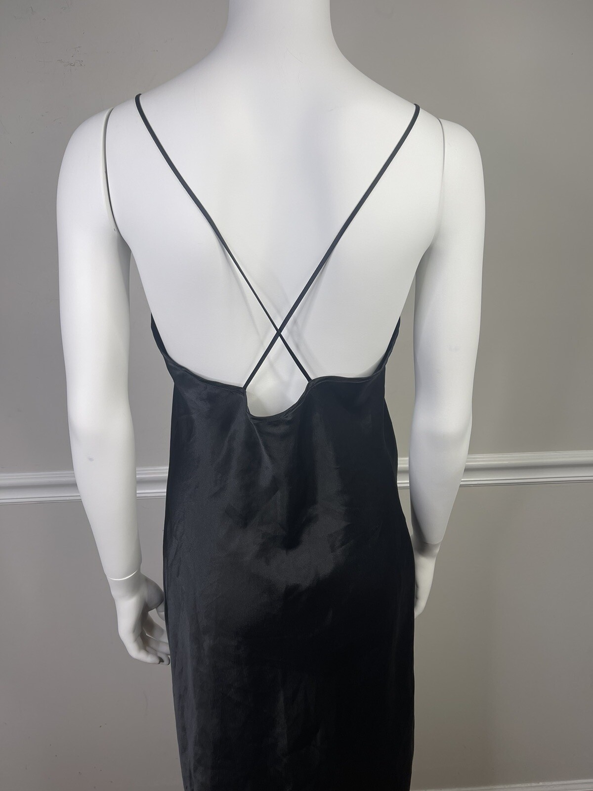 Vintage Partners by Mervyns Black Satin Nightgown Sleepwear M Sexy Lace Lingerie