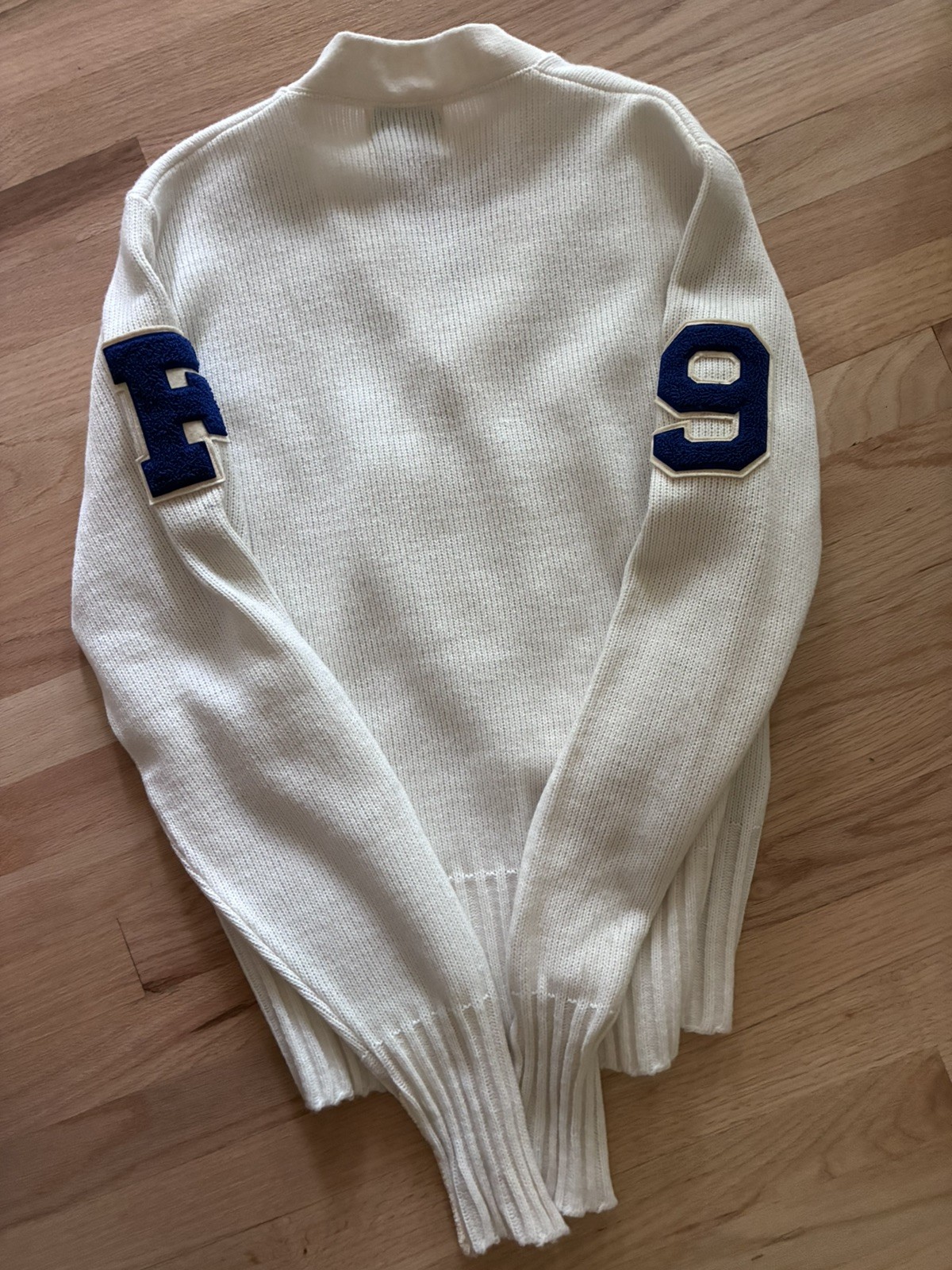 True VINTAGE 1970 Letter Sweater VARSITY White No Size Tag Franklin HS 1979