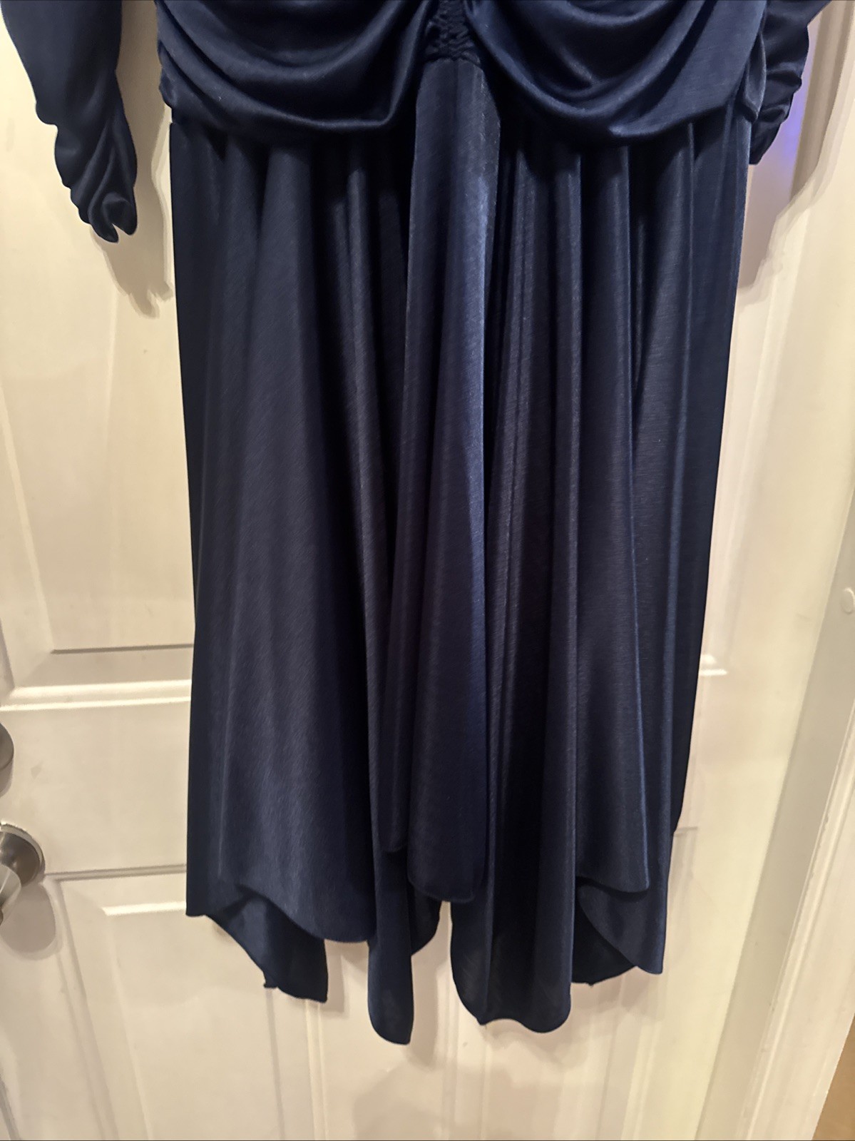 VTG 80’s Filigree Ltd Blue Ruched Midi Dress USA Style 8042 Size S?