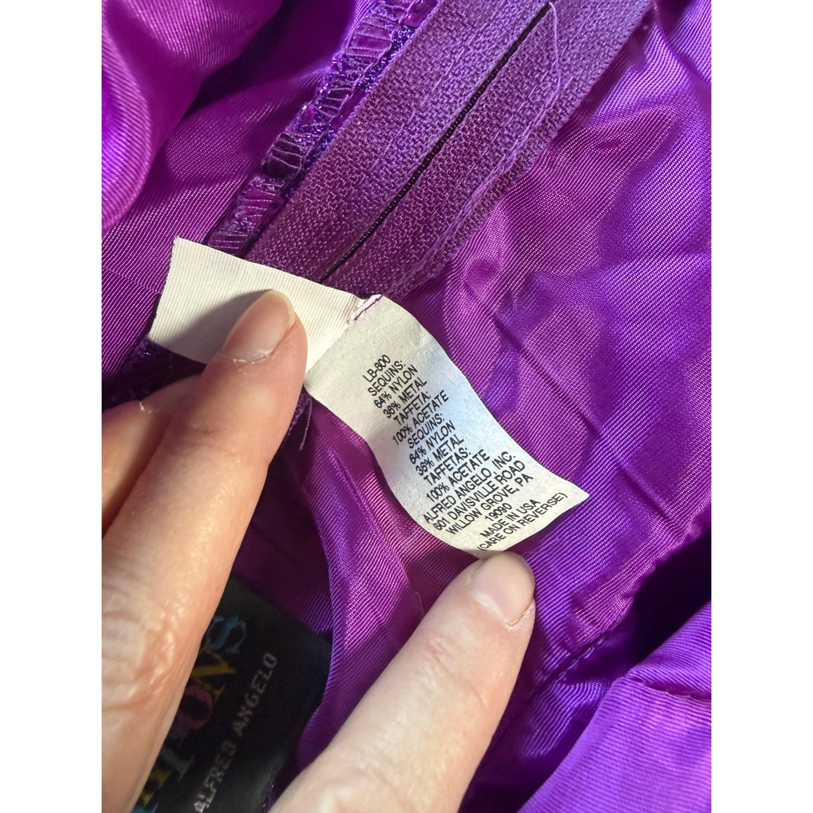 Vintage Flirtations Alfred Angelo Purple Sequin Halter Dress Prom Party USA