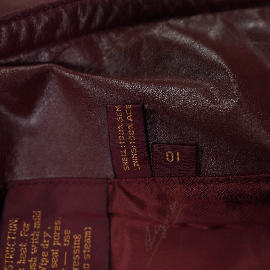 VTG Etienne Aigner Leather Trench Coat Womens 10 Burgundy Maroon Double Breasted