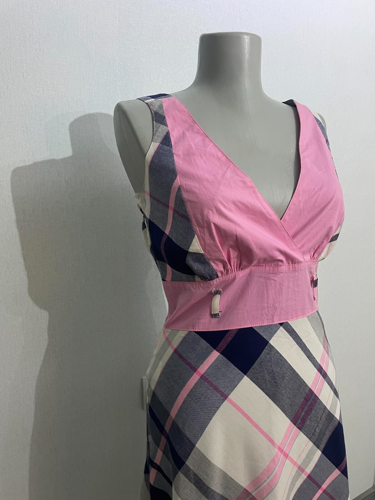 Vintage checkered cotton summer sundress Vintage Plaid Sleeveless Loose dress