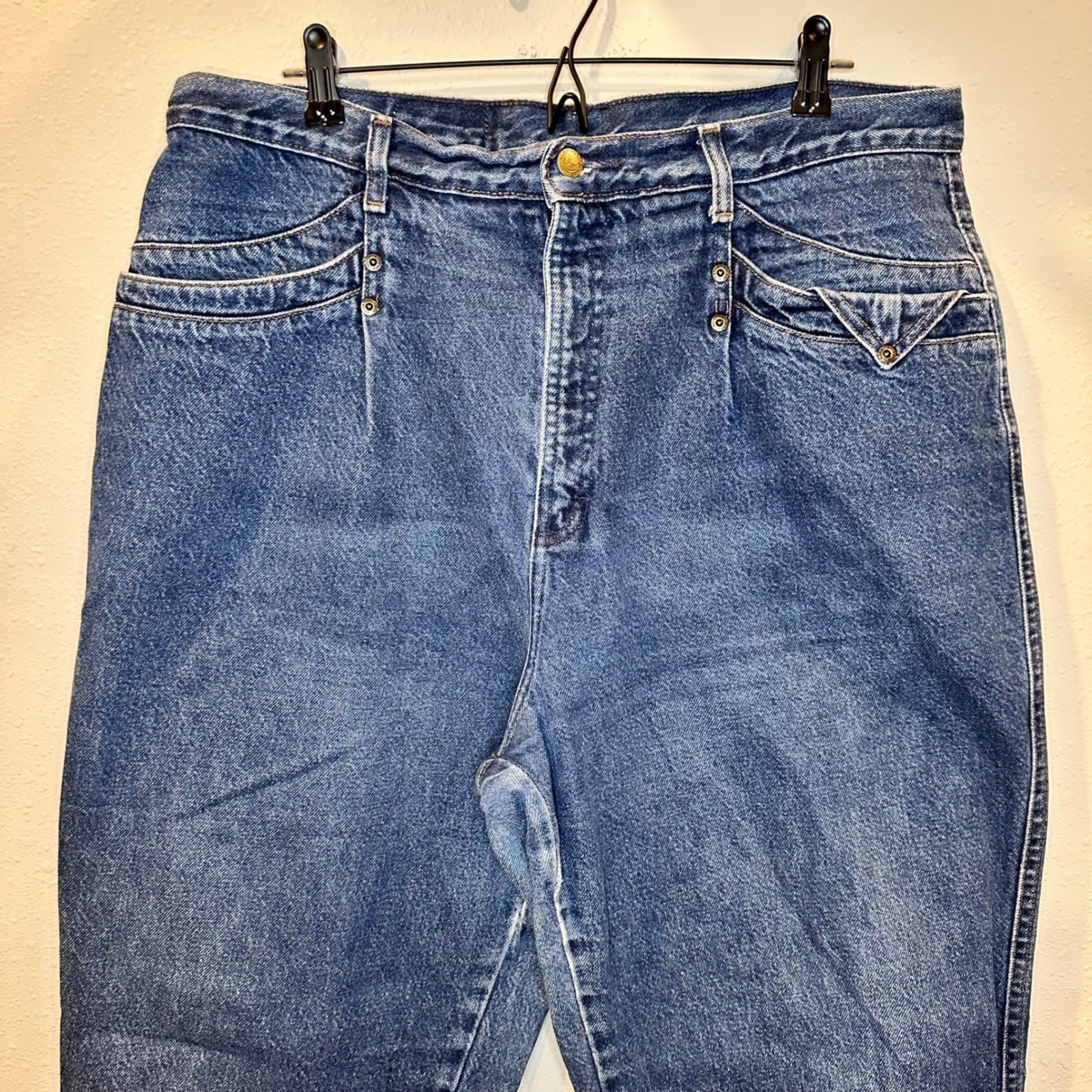 Vintage Rocky Mountain Western Jeans Womens 19/20 Blue High Waist Tapered V-Back