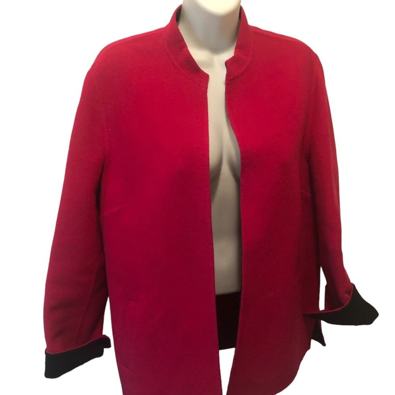 VTG Talbots Wool Cashmere Blend Jacket Sz 12 Pink Open Concept Cozy Winter