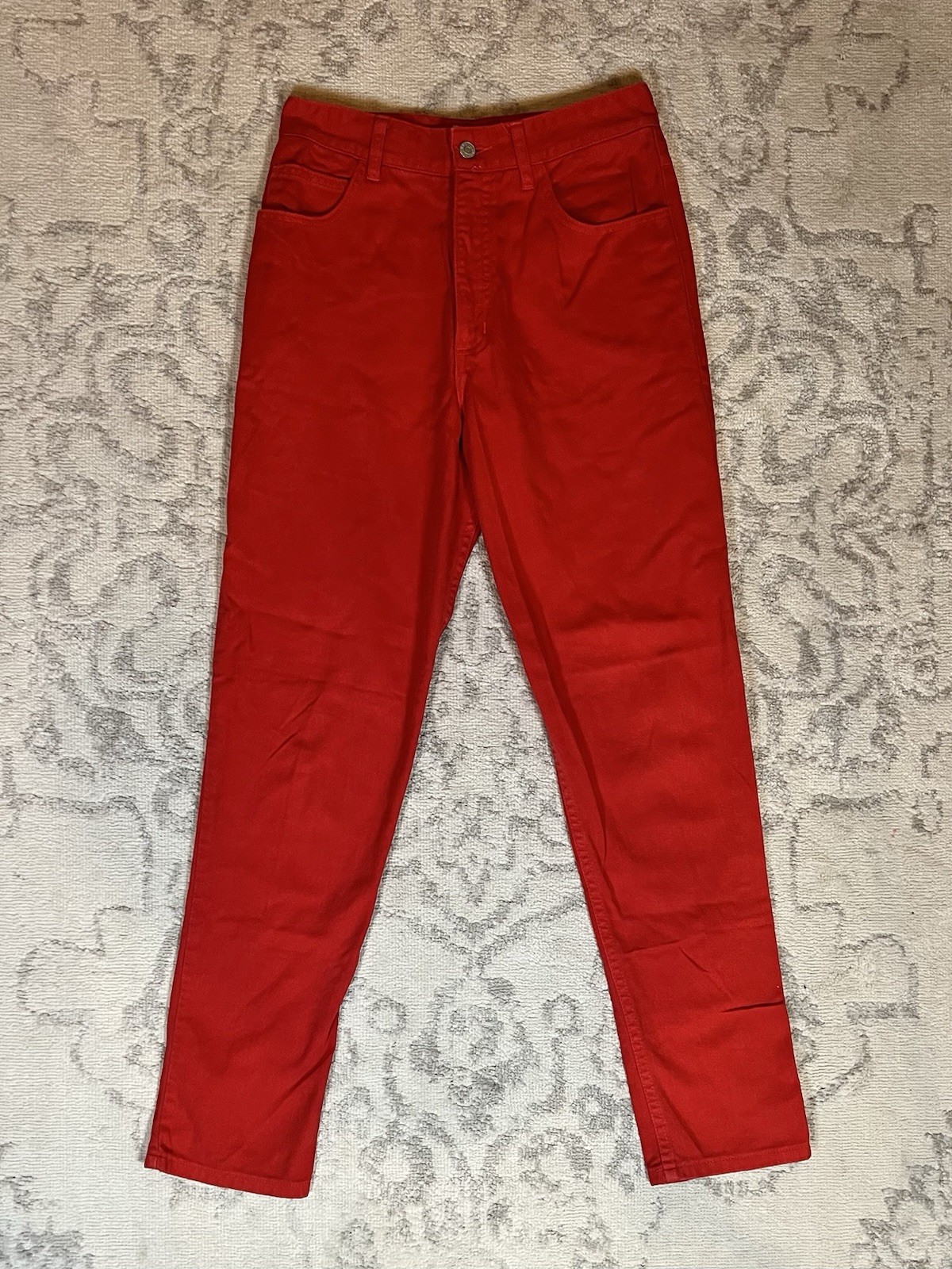 GUESS Georges Marciano Vintage 80’s Ankle Zip Red Jeans Sz 32 (14) Made In USA