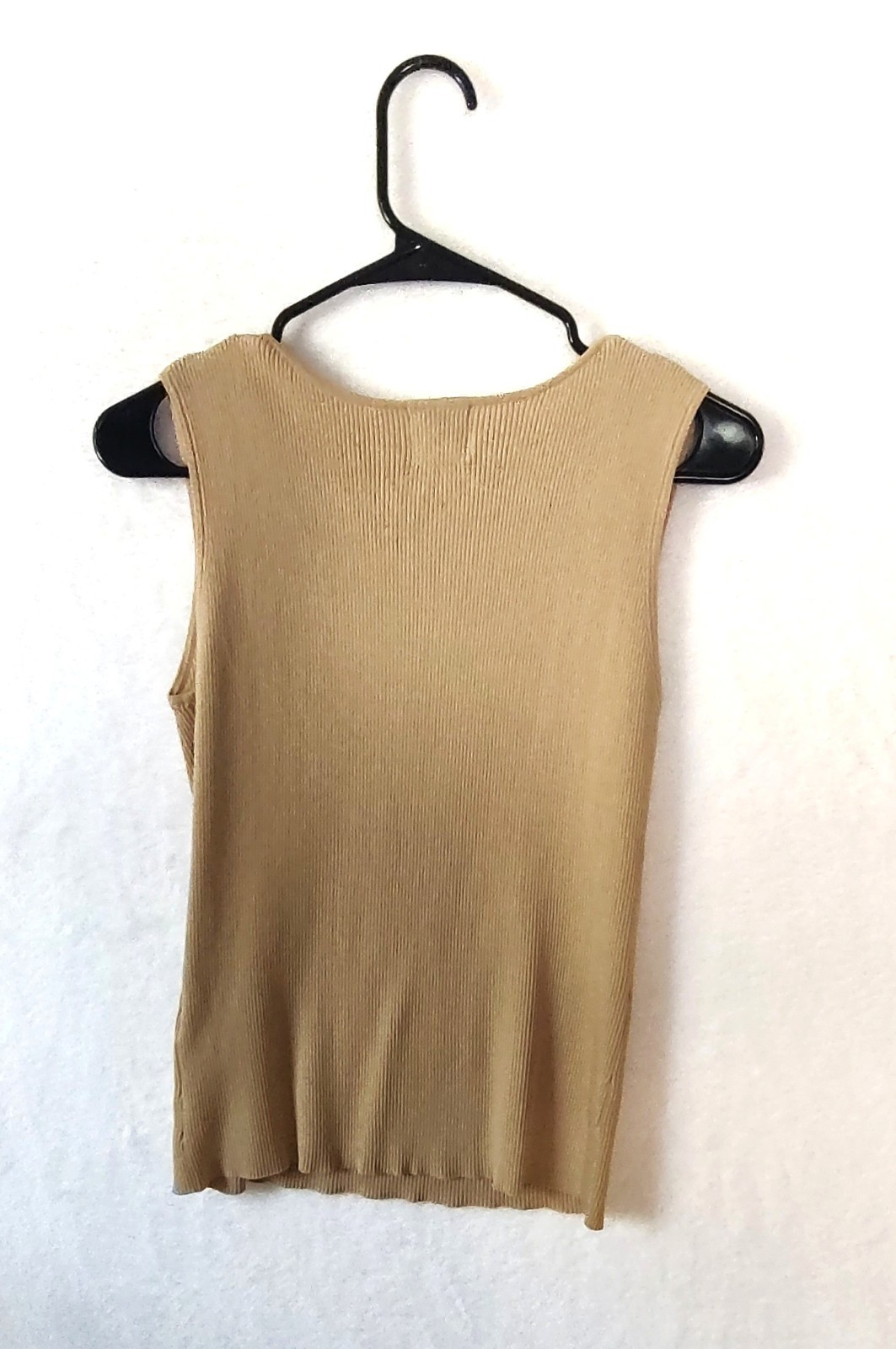 Ruby Rd. Womens Vintage Top Large Petite Tan Embellished with Black Beads