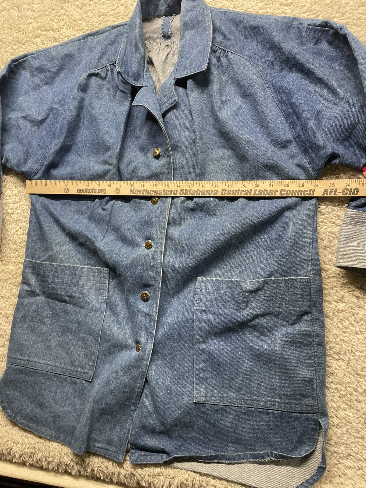 Vintage Hand Sewn Women’s Denim Chore Jacket Osh Kosh Buttons See Measurements