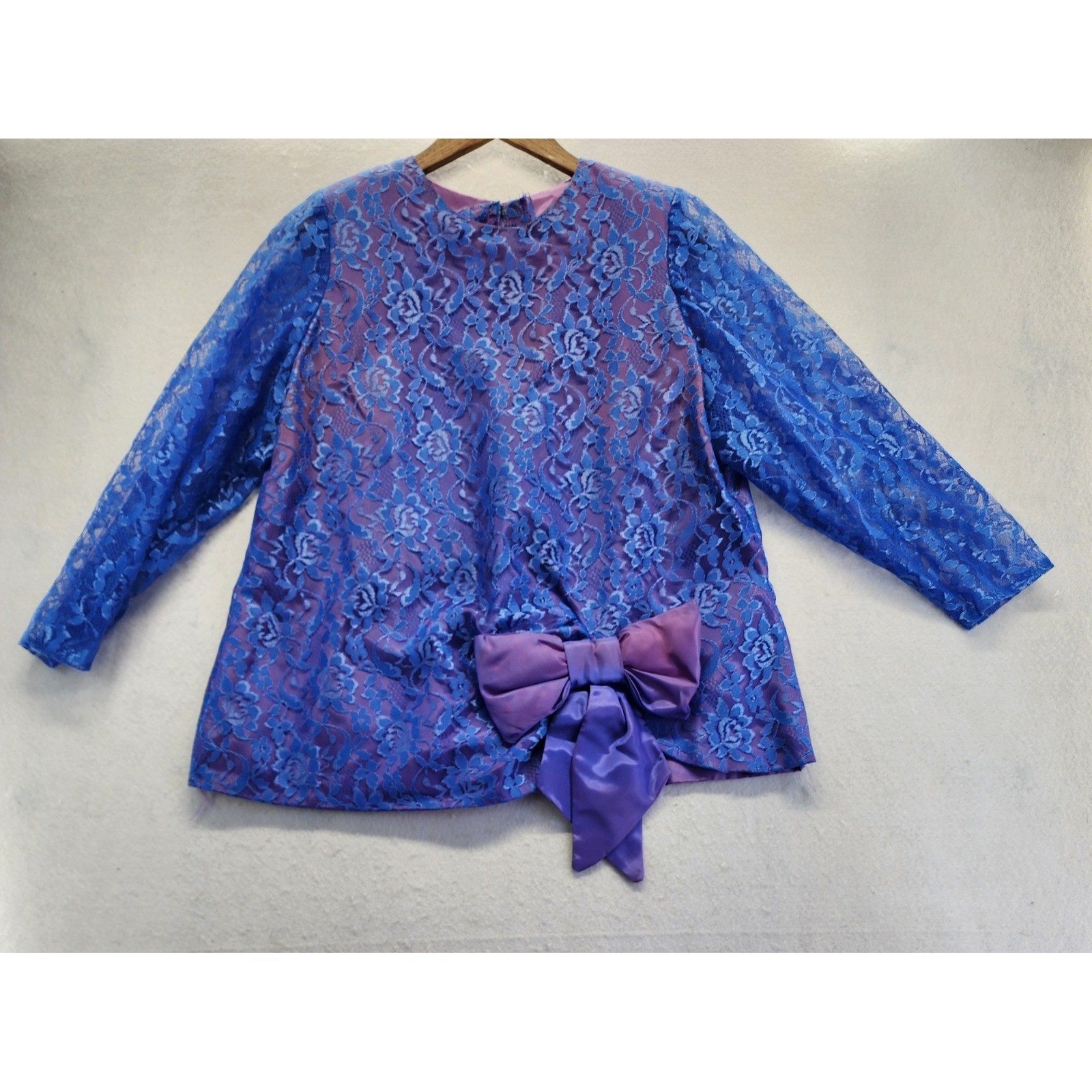 Alfred Angelo Vintage Blue Purple Lace Bow Top Iridescent Taffeta Skirt Set