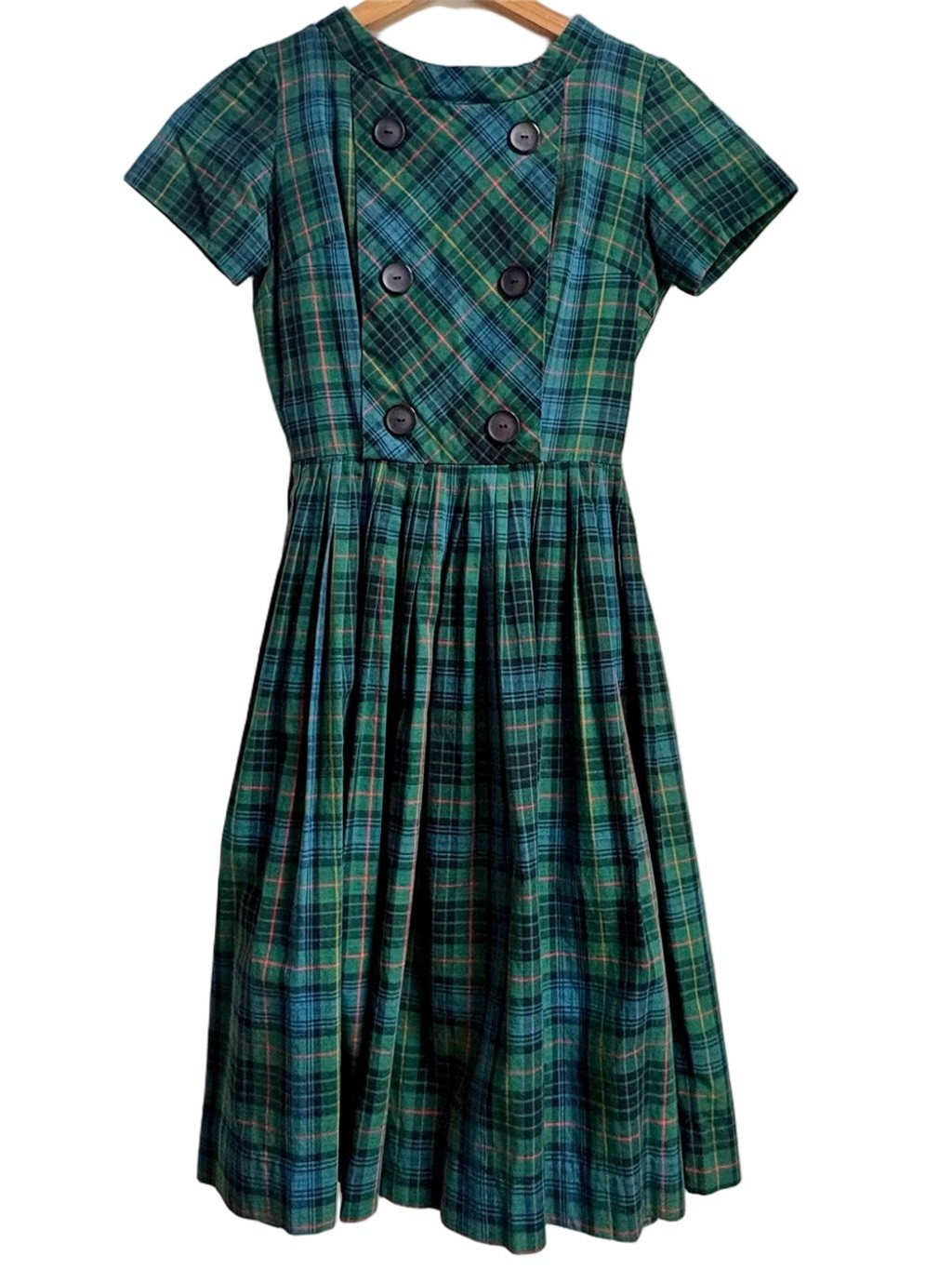 1960s vintage SIXTIES SCHOOLGIRL Betty Barclay Plaid day dress XS/sm