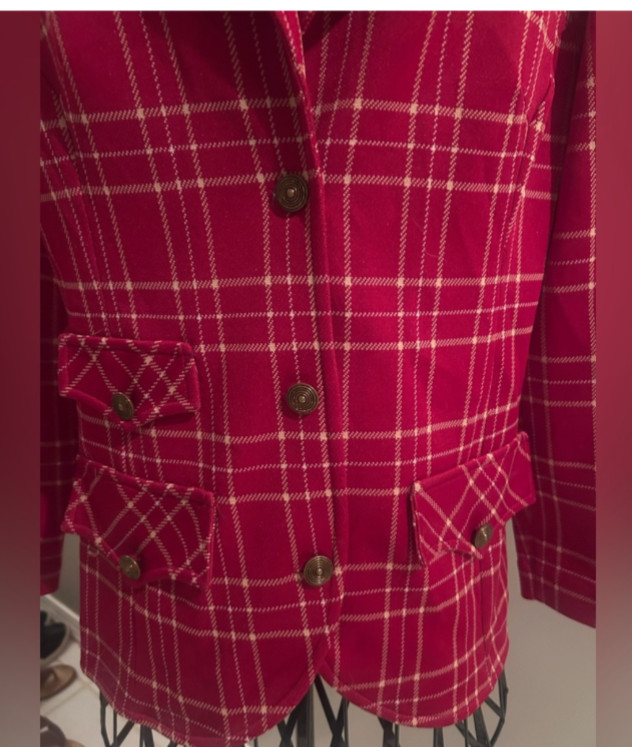 Vintage plaid women’s blazer red white 1970s Catalina Sportwear California usa