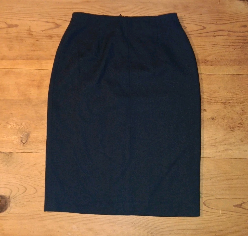 VTG Jones New York Womens 10 Skirt A Line Midi 100% Worsted Wool Black Lined