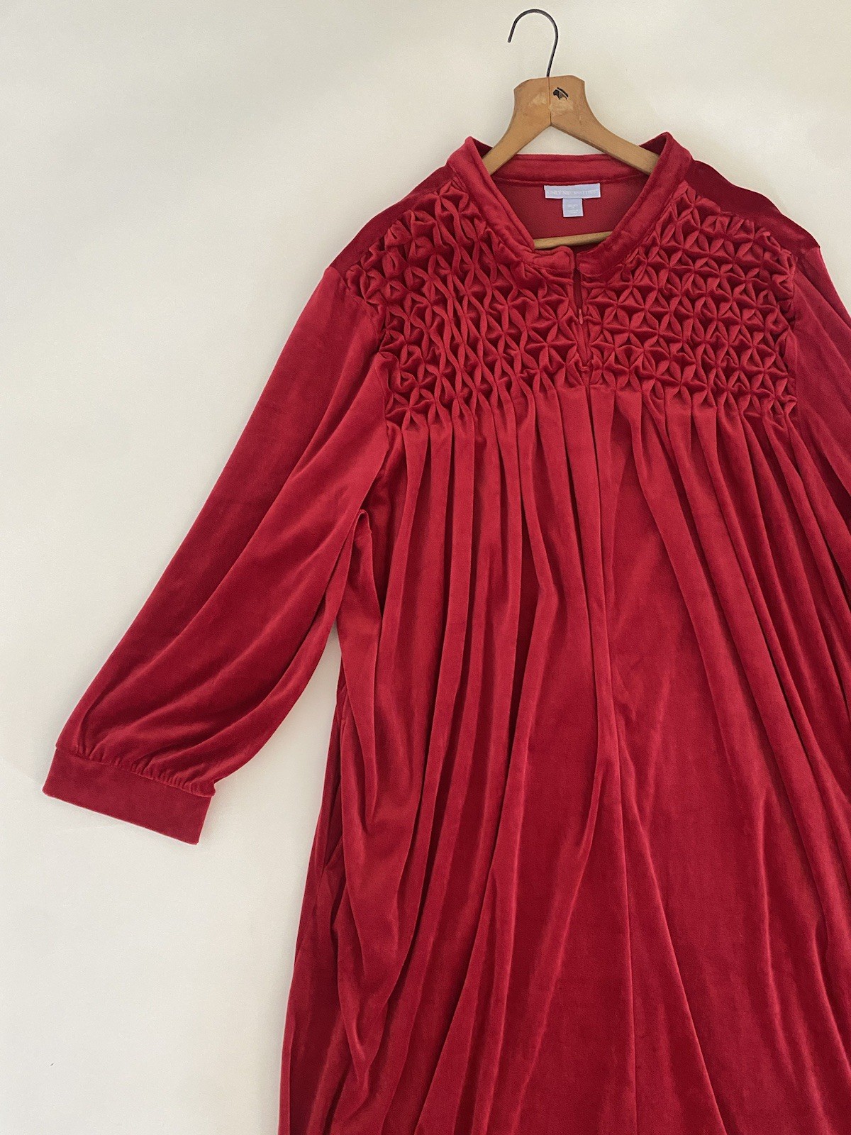 Vintage 90s Robe House Dress Red Heavy Velvet Only Necessities Sz 5X 38 / 40 EUC