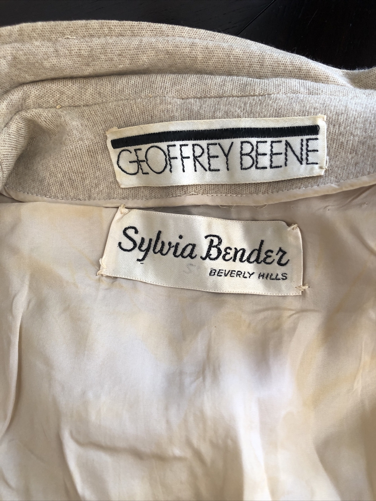 Geoffrey Beene mid 60s oatmeal worsted wool shirtwaist dress logo “B” buttons S