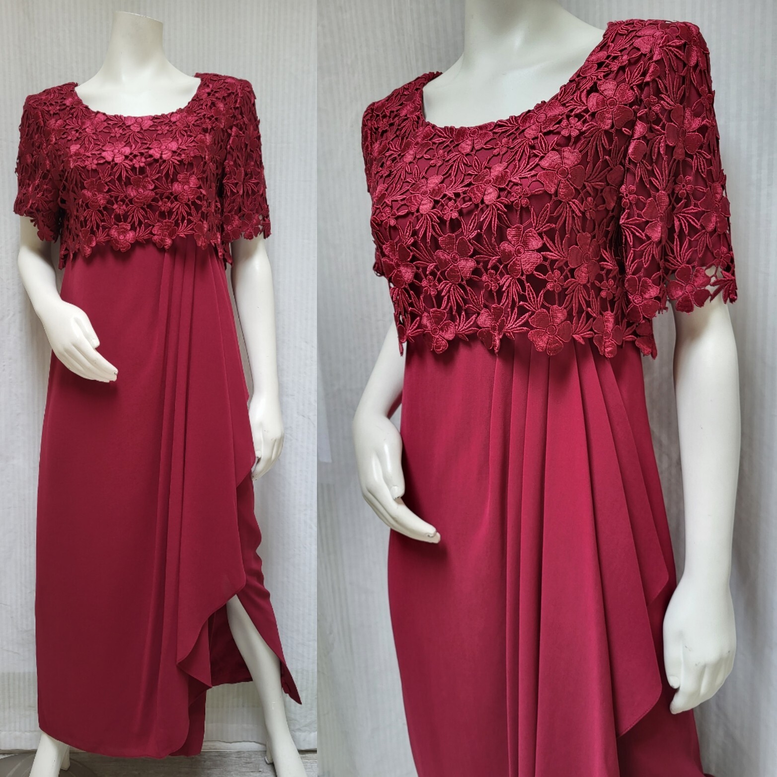 Vintage Karen Lawrence by Matthew Merlot Evening Dress – Size M – EUC