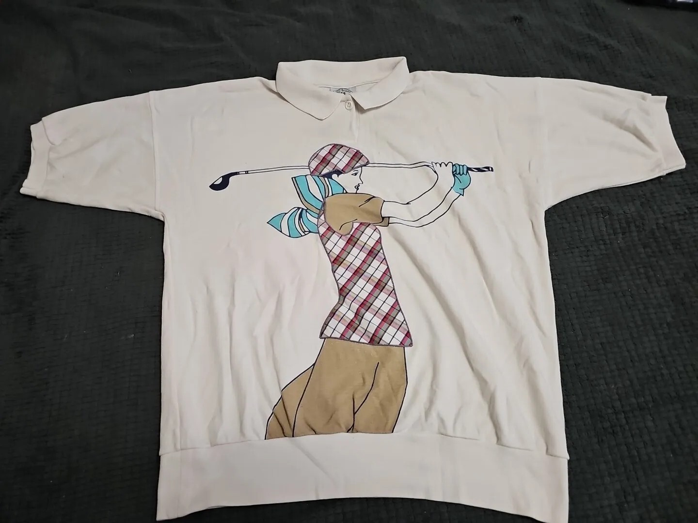 Elaine Benedict Vintage Stylish Woman Golfer Polo Top SZ Small Made in USA