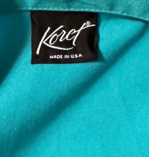 Vintage Koret Teal Blue Open Front Blazer Jacket 3/4 Cuffed Sleeves Measures XL
