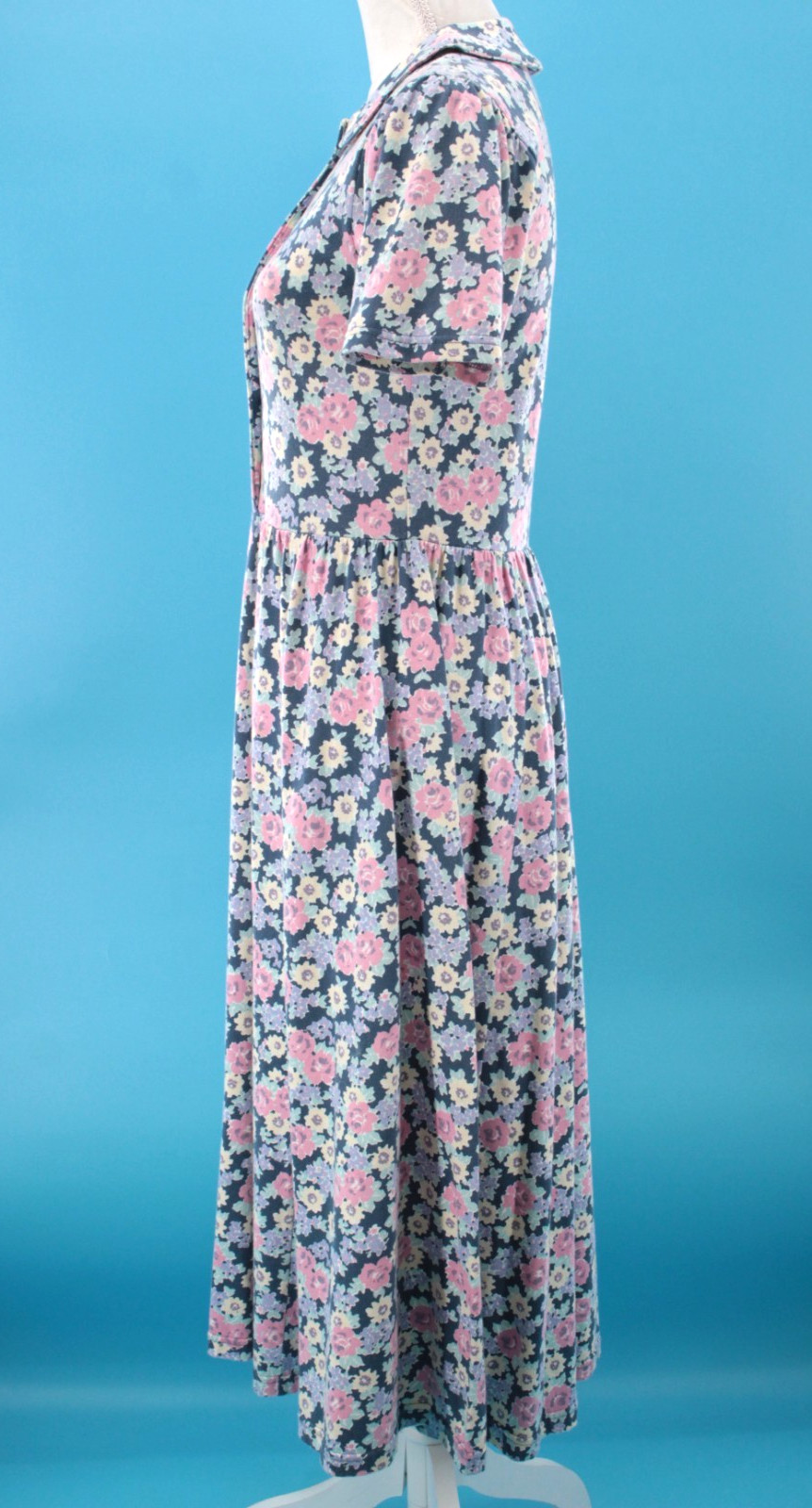 Vtg Womens 80s 90s 2Pc Navy Pink Floral Laura Ashley Mother/Child Dress & Romper