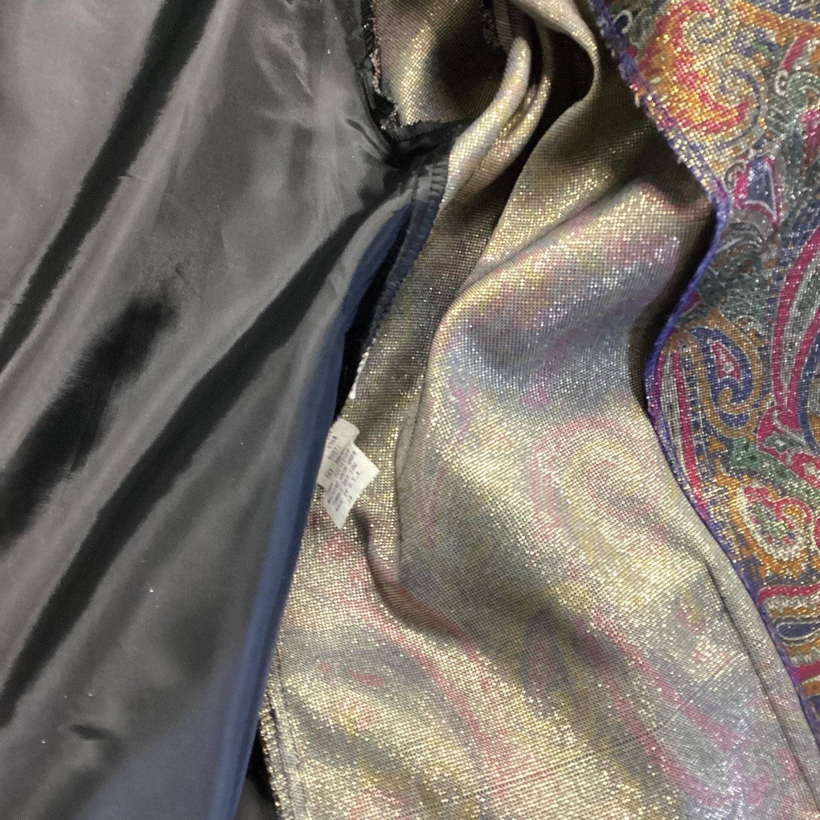 VTG Claude 80’s Print Blazer/Pocket Sz W 10 Funky Paisley Boho Y2K Metalic Rock