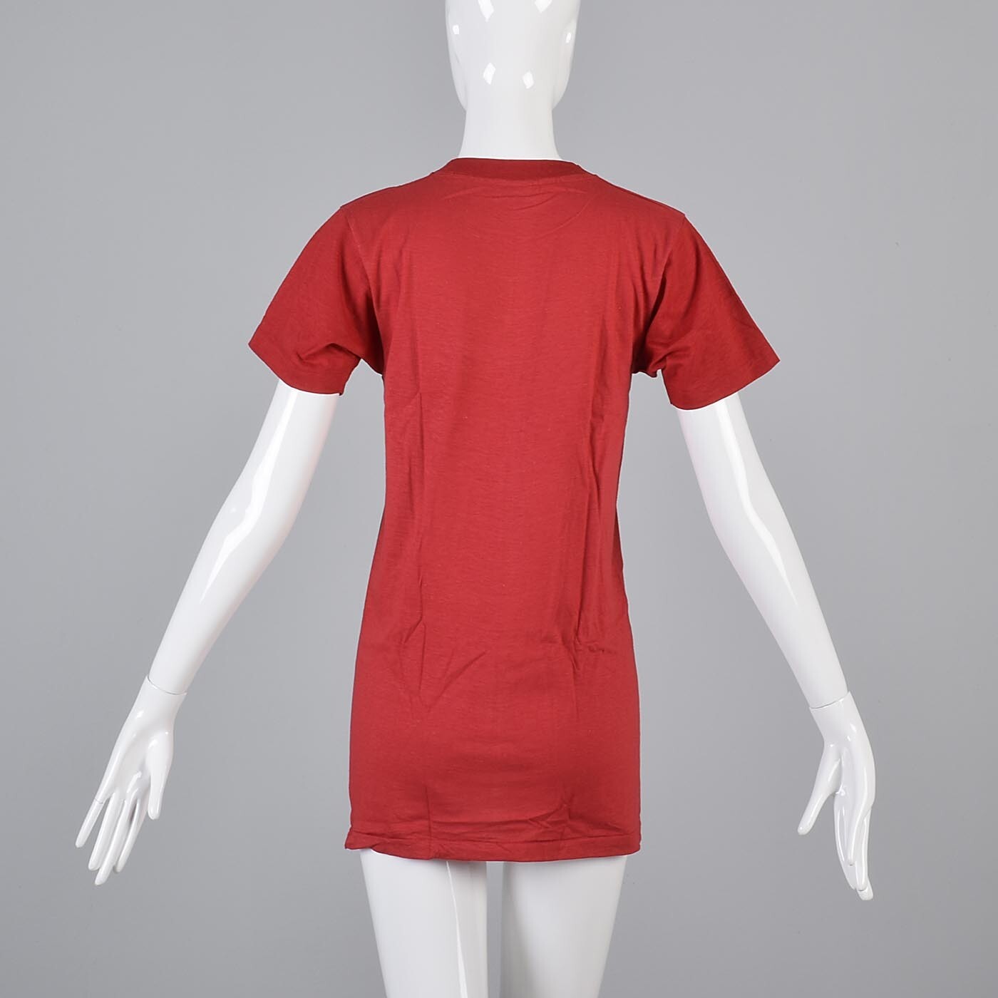 XS/S Vintage 1970s 70s Red T-Shirt Hippie Boho Casual Short Sleeve Deadstock Tee