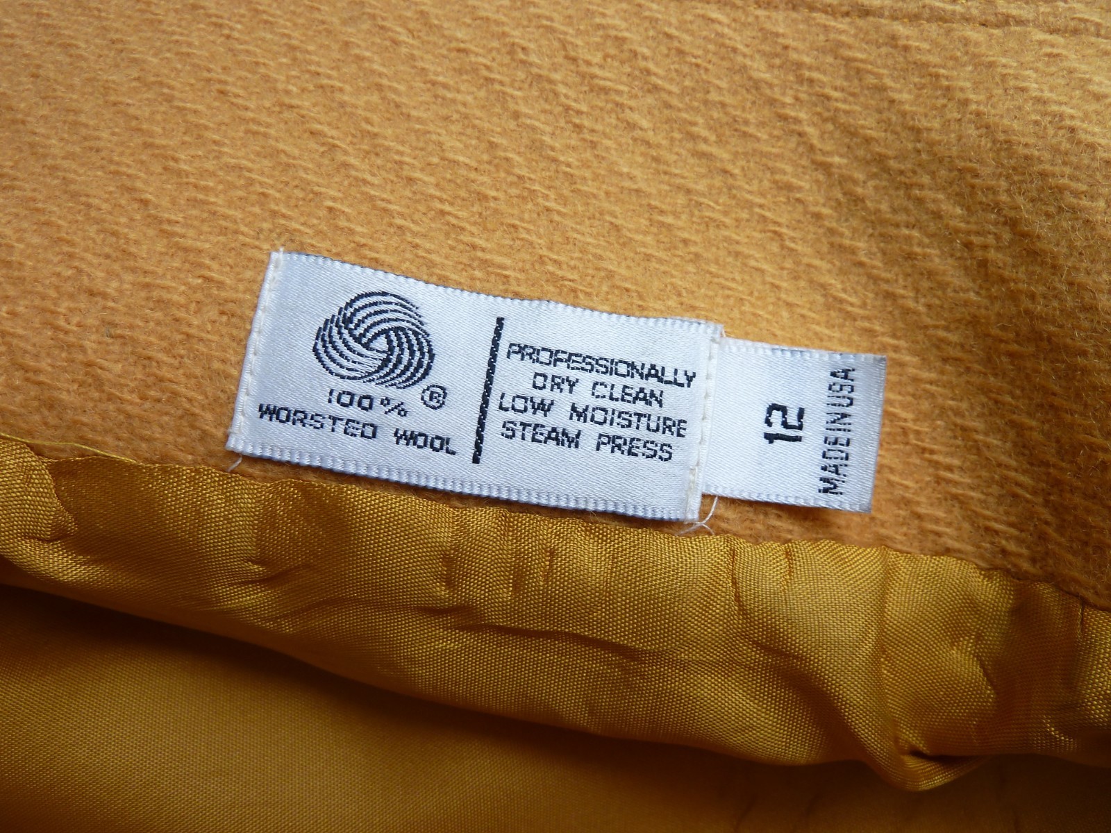 Vintage Evan Picone 100% Wool Union Mustard Yellow Princess Seam Coat 12 USA