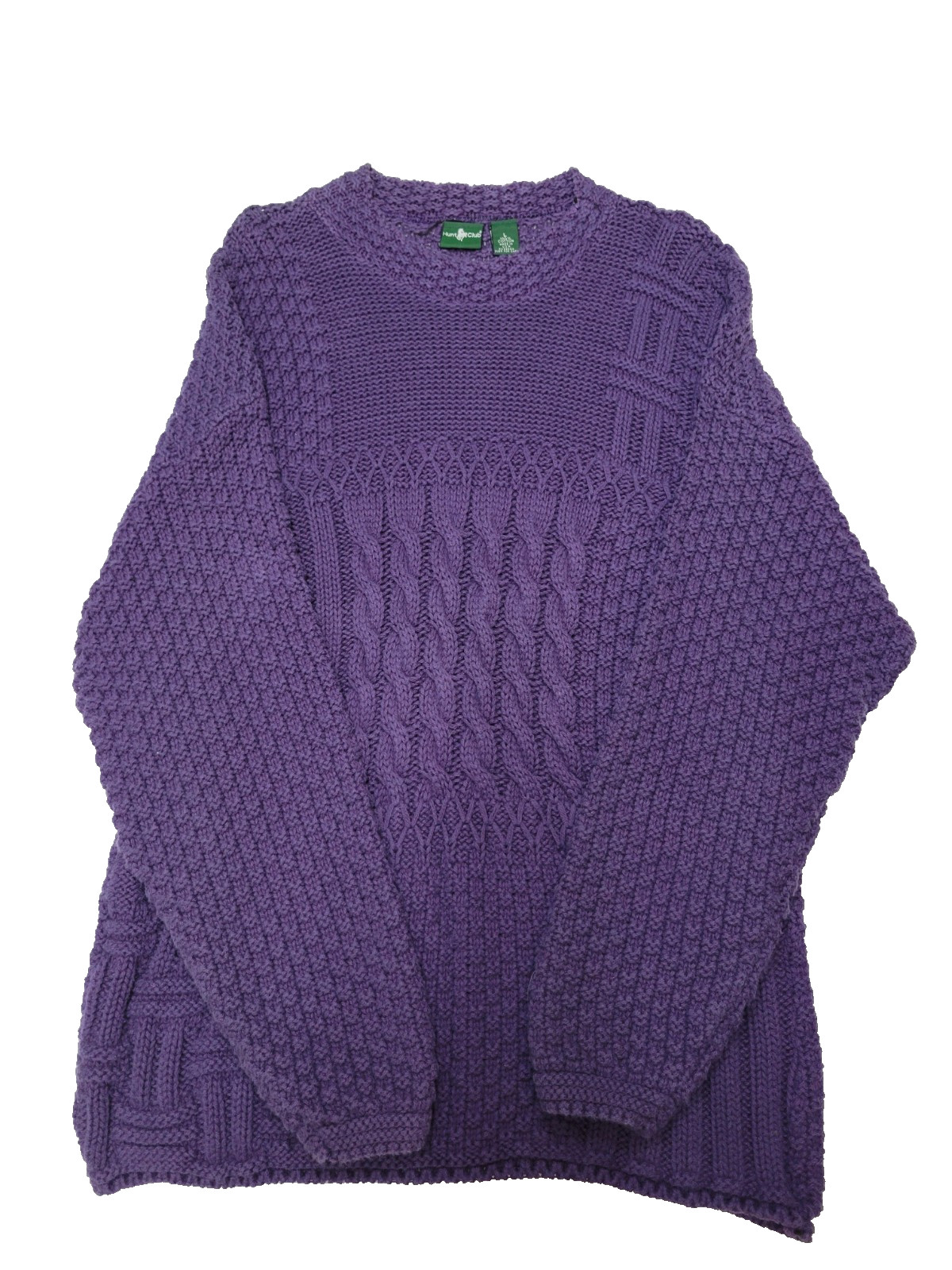 Vintage Deep Purple Womens Hunt Club Cable knit Sweater Size Large