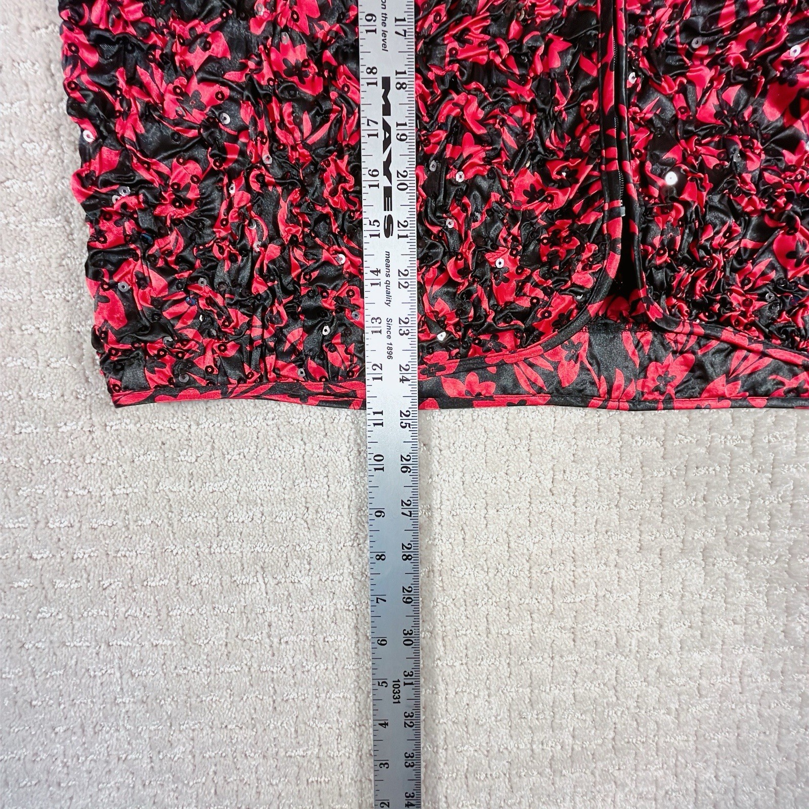 Vintage Draper’s & Damon’s Petites Jacket Women’s PL Black Red Sequined Ruched