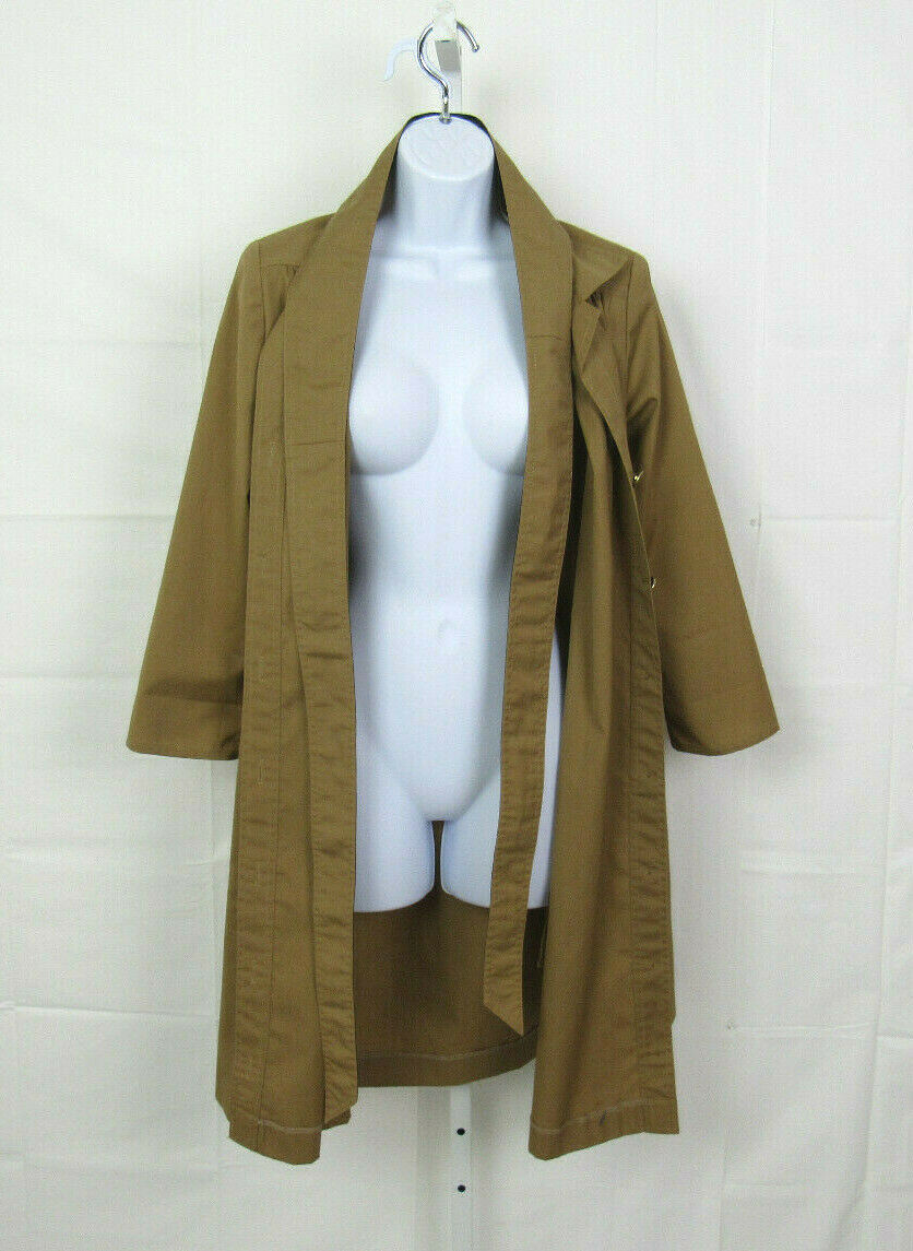 VTG 1960s MOD NED GOULD N.R.1 KHAKI TRENCH COAT DRESS BELT SIZE 10 POLY COTTON