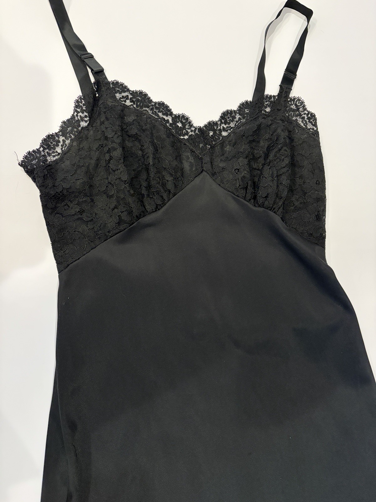 Vintage Adoria 1960’s Black Slip With Lace – Approx Size 34 Small