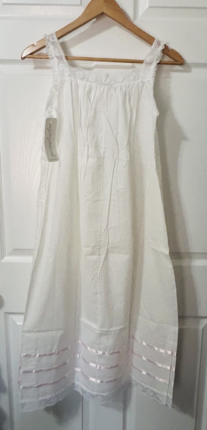Night Flowers New York 100% Cotton Midi Dress Nightgown Cottagecore Petite 12205