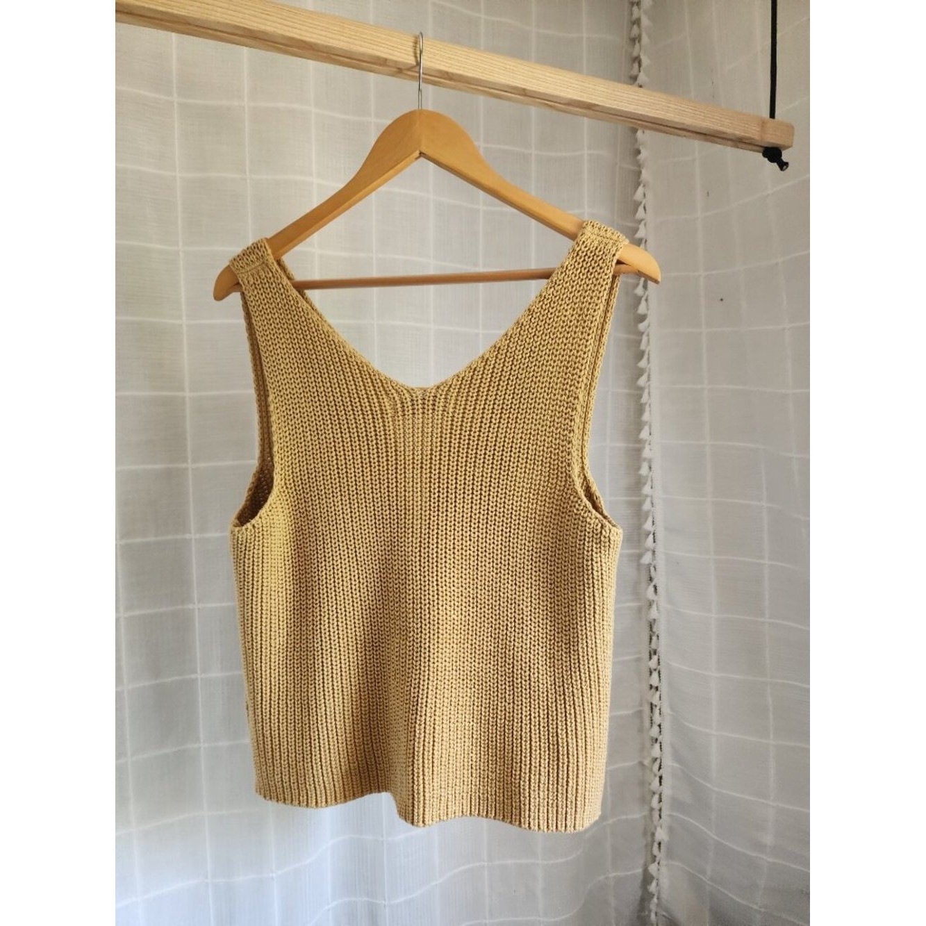 RITA ROW Chunky Knit Button Front Sweater Vest Mustard Yellow Size M