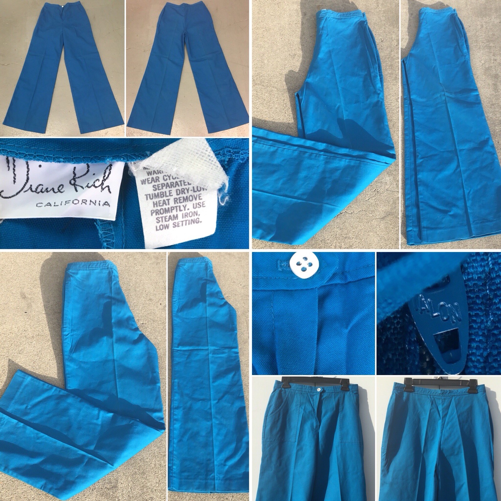Vintage Diane Rich California High Waist Wide Leg Pants 70s 1970s 29 in Waist