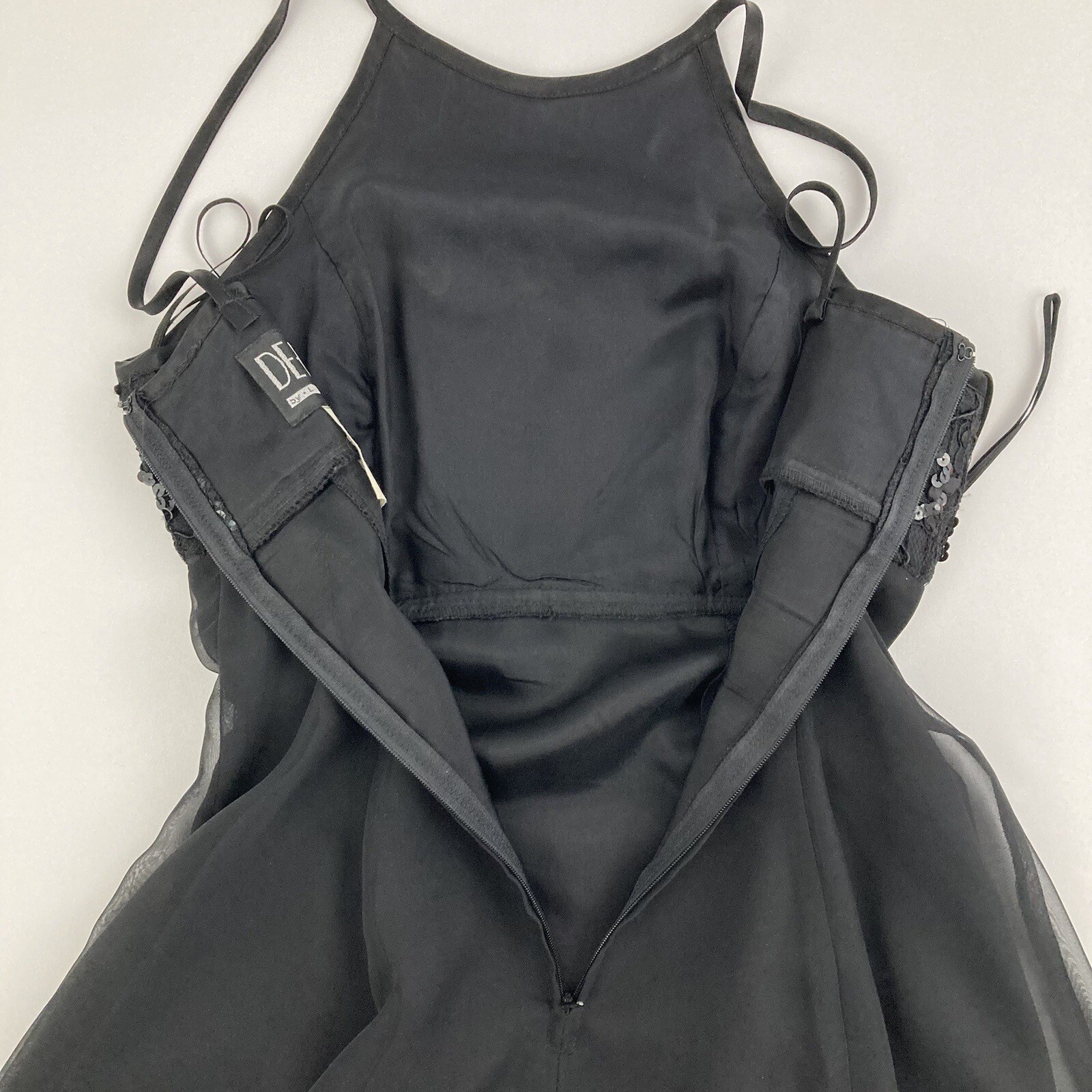 Vintage De Laru By Linda Bernell Black Spaghetti Strap Cocktail Dress Size 5