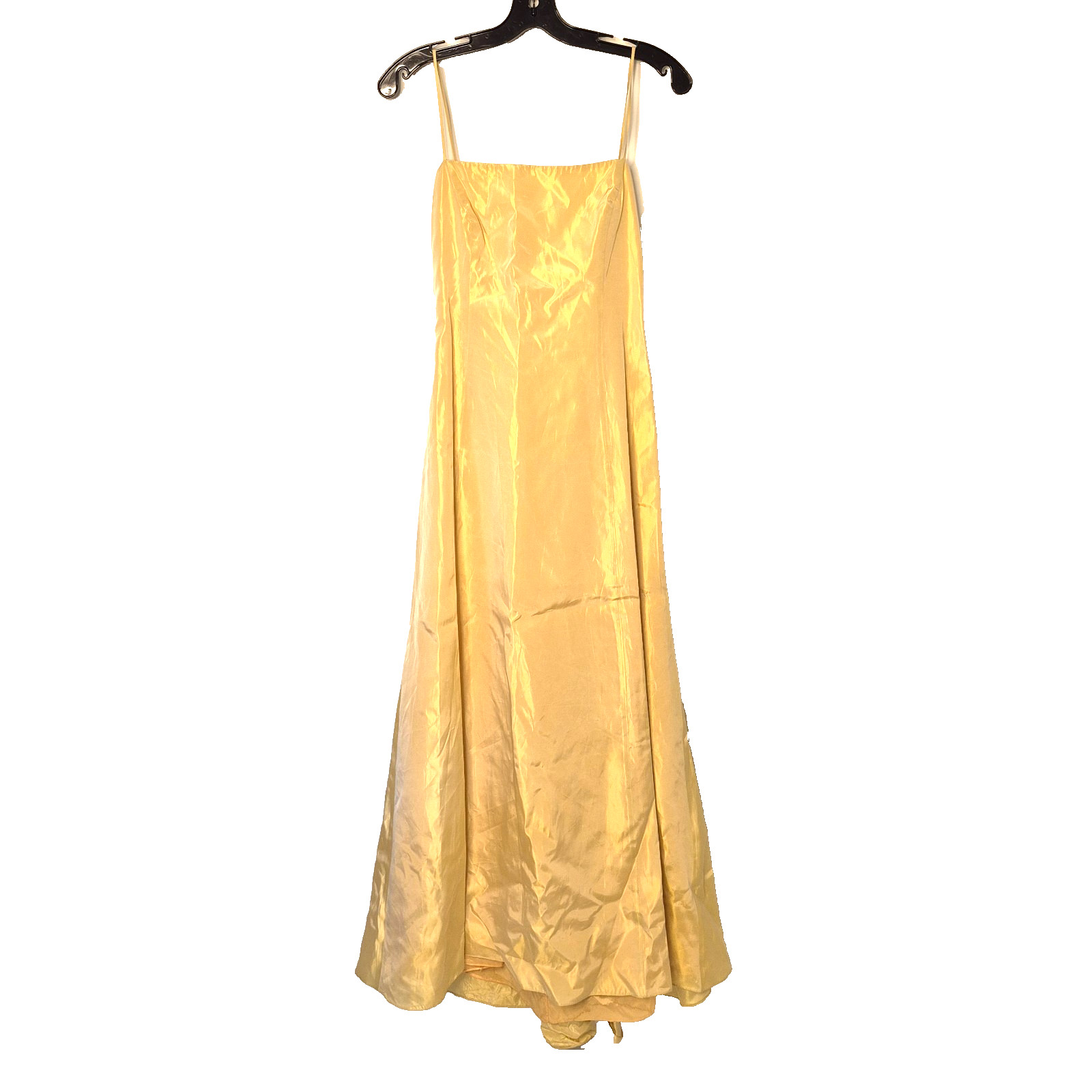 Vintage 1990s Laundry Shelli Segal Champagne Yellow Square Neck Prom Dress 6 y2k