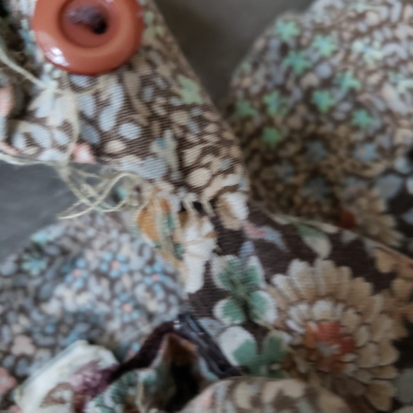 VTG 70s Brown Floral Hippie Skirt Sz S/M? Earth Tones Festival Prairie 26″W