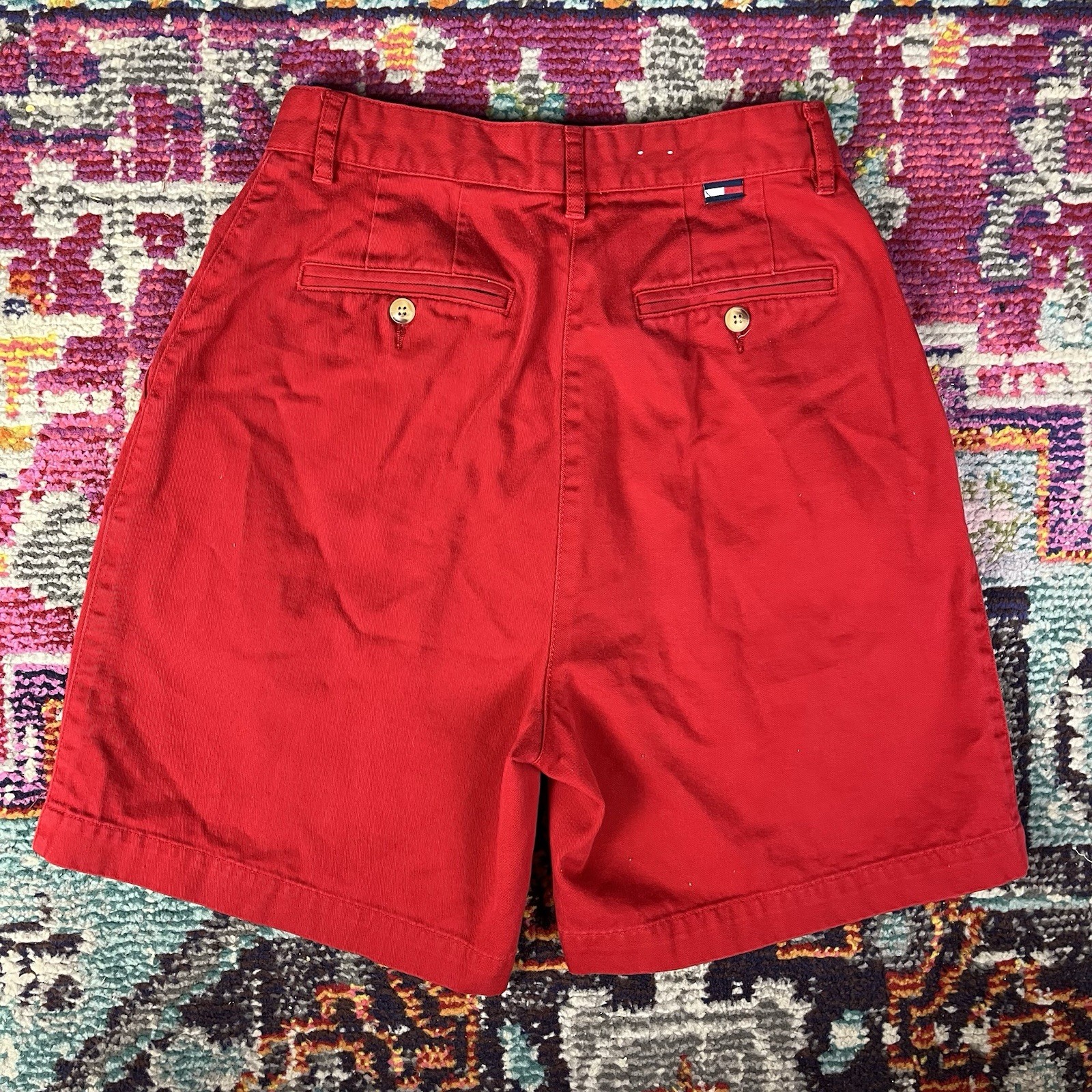 Vintage 90s Women’s Tommy Hilfiger Pleated Red Shorts Size 4 Preppy Summer Light