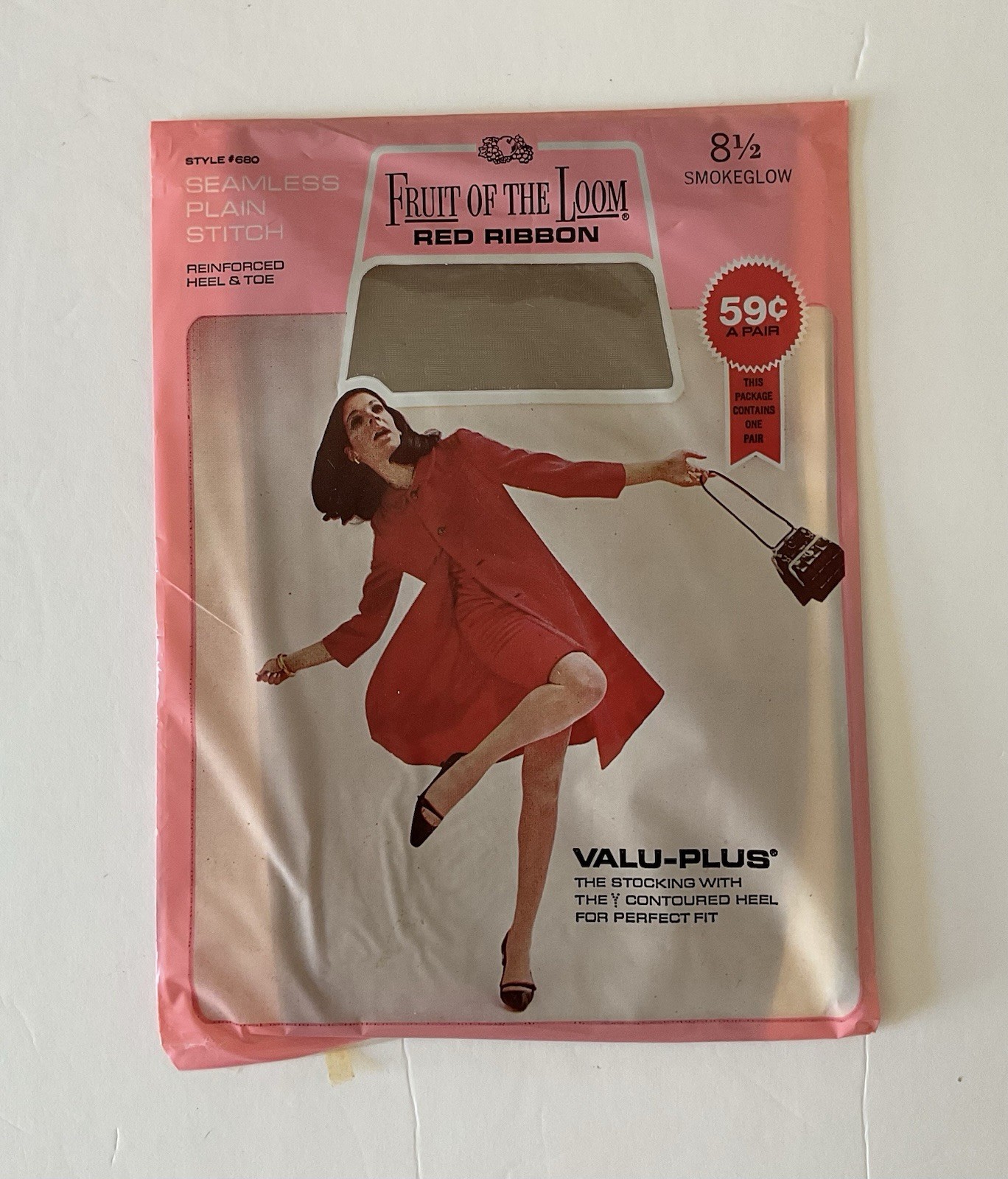 Vintage Fruit Of The Loom Nylon Stockings Seamless Flat Knit Off Black 8.5
