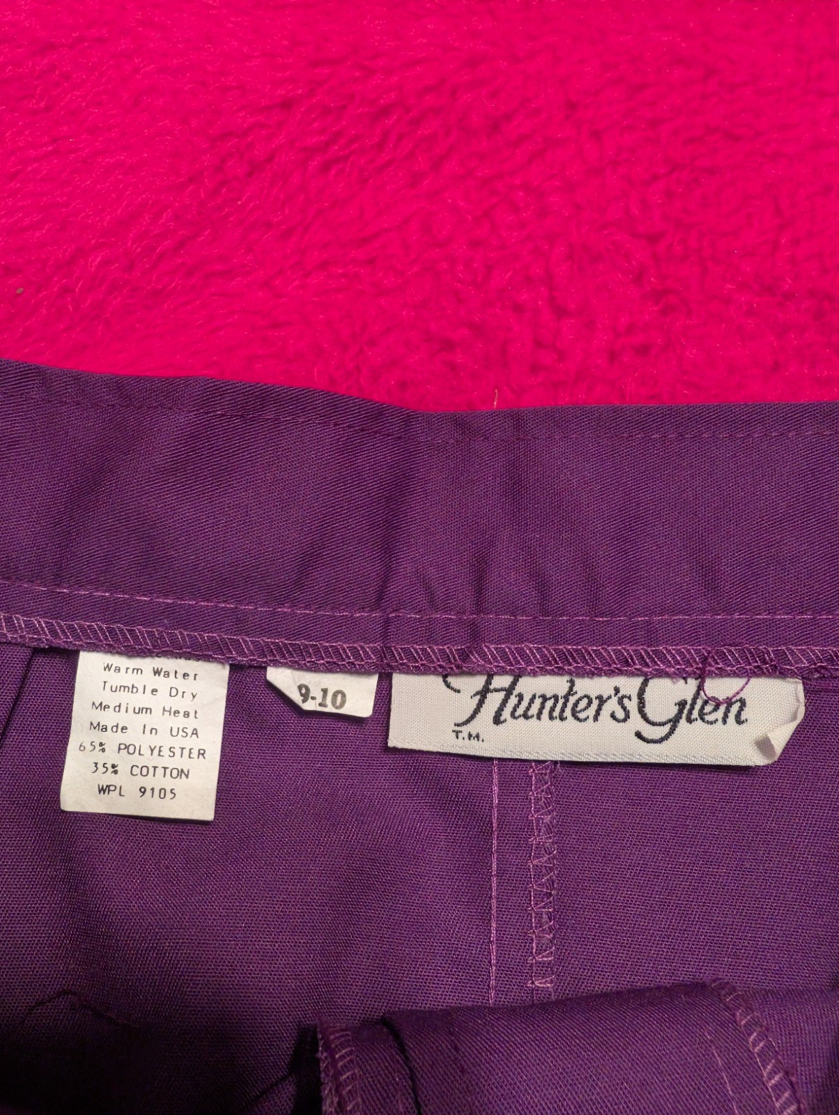 Vintage Hunter’s Glen Purple Button Front A-Line Skirt 9/10 Made in USA Pockets