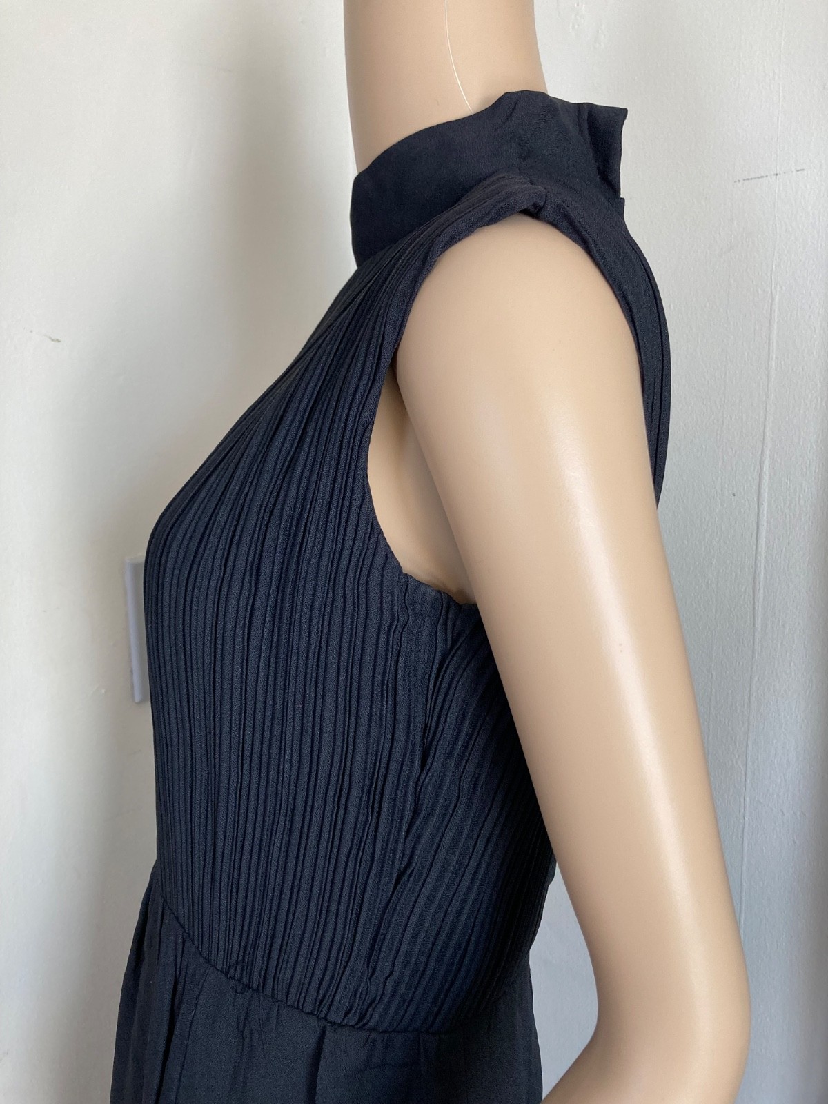 Vintage 60s Mod GoGo Cocktail Party Black Pleated Mini Dress Size Small/XS