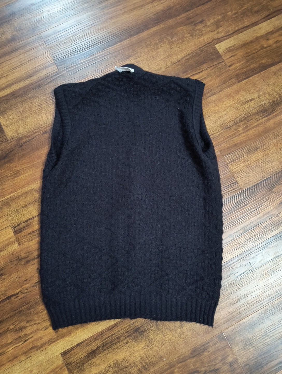 Vintage Marvin Turbo Orlon Acrylic Black Button Up Sweater Vest With Pockets USA