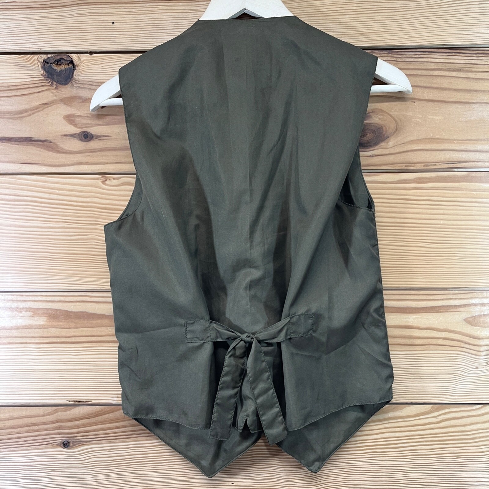 Vtg Van Heusen For Her Genuine Leather Vest Small Green Button Up Suede B97