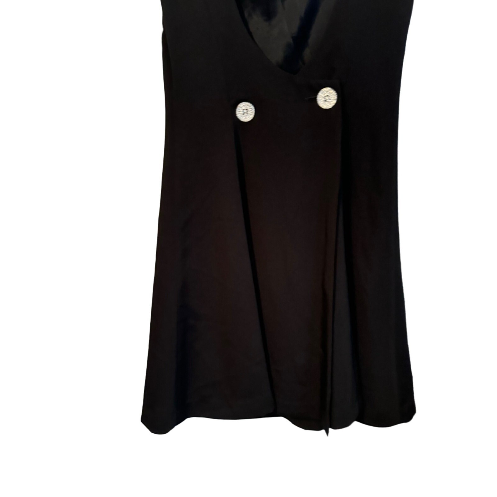 Vintage En Francais Black Dress By Hicky Walter Rhinestone Buttons Size 6