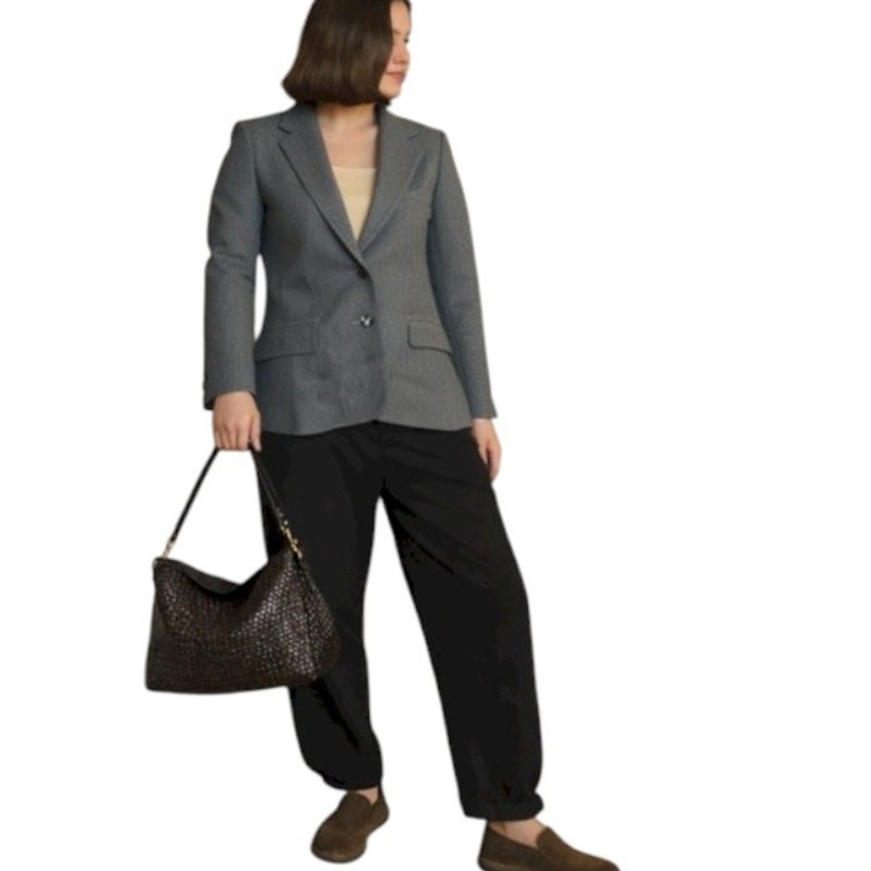 Vintage Union Made 1980s Evan Picone Petite Pure Wool Blend Blazer Jacket Gray S