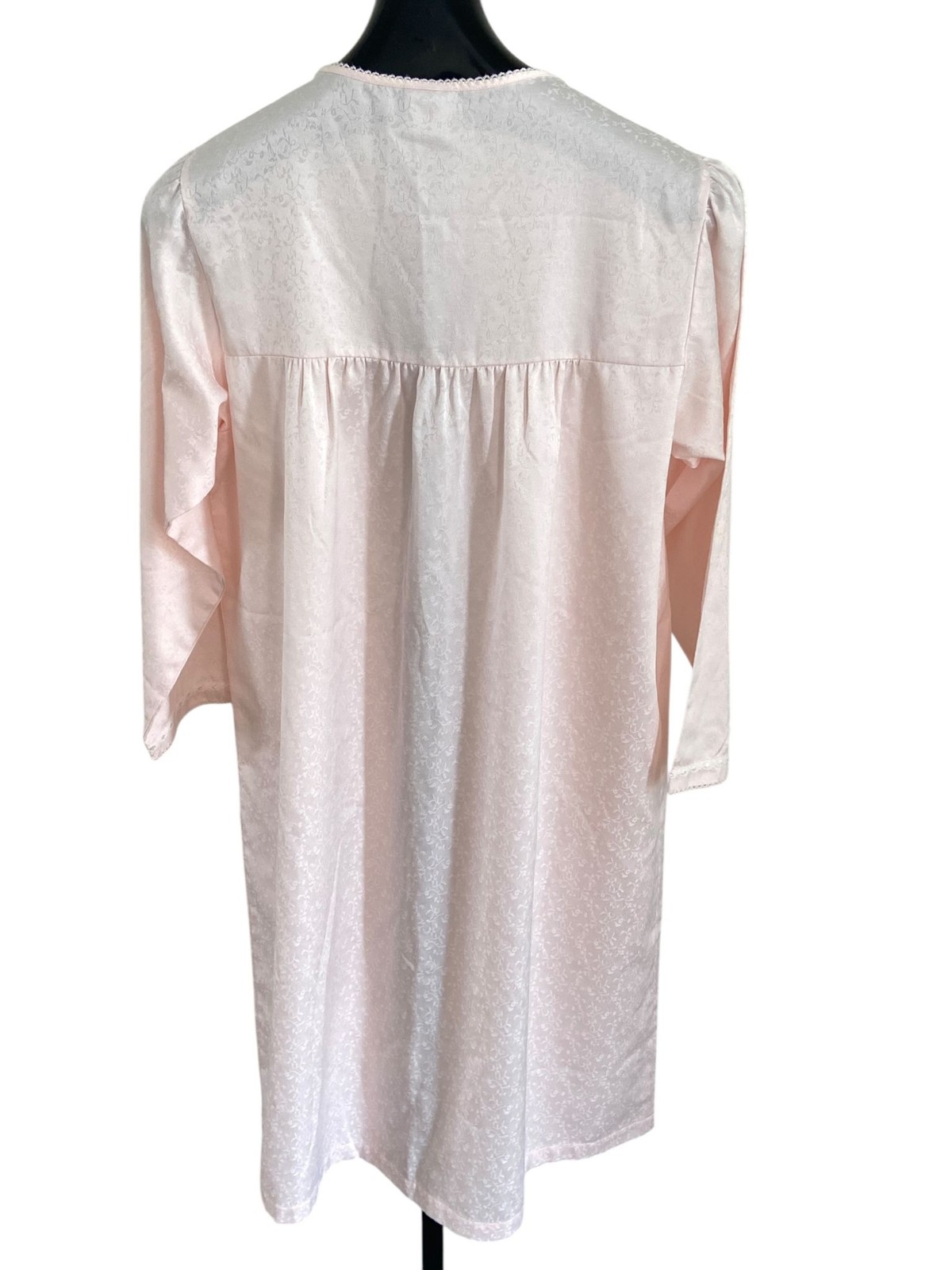 Go Softly Petites PXL Pink Embroidered Satin Nightgown Lace Yoke Pleated