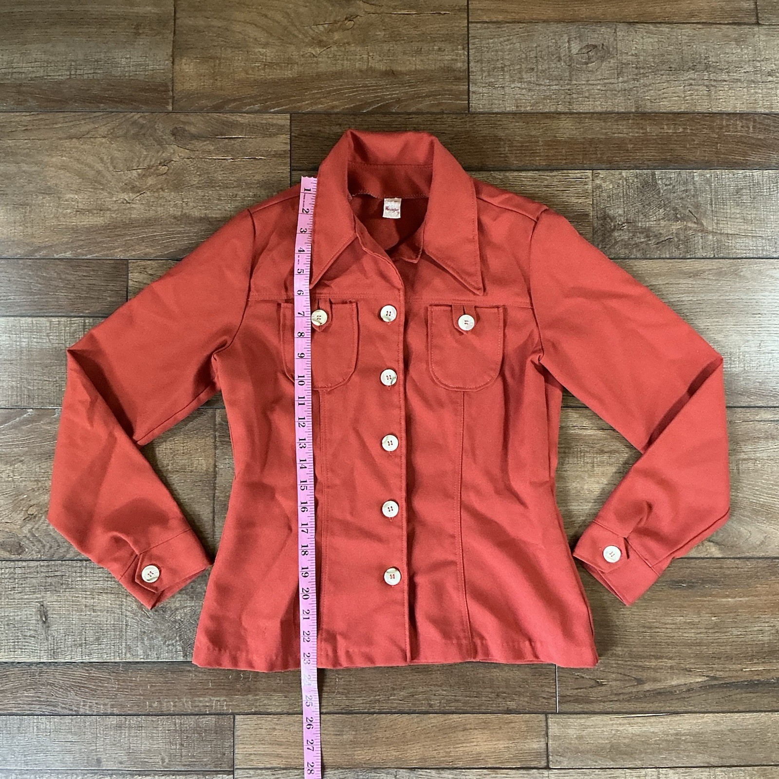 70s VTG Size M Wrangler Women’s Red Button Jacket Shirt USA Made Western #18826