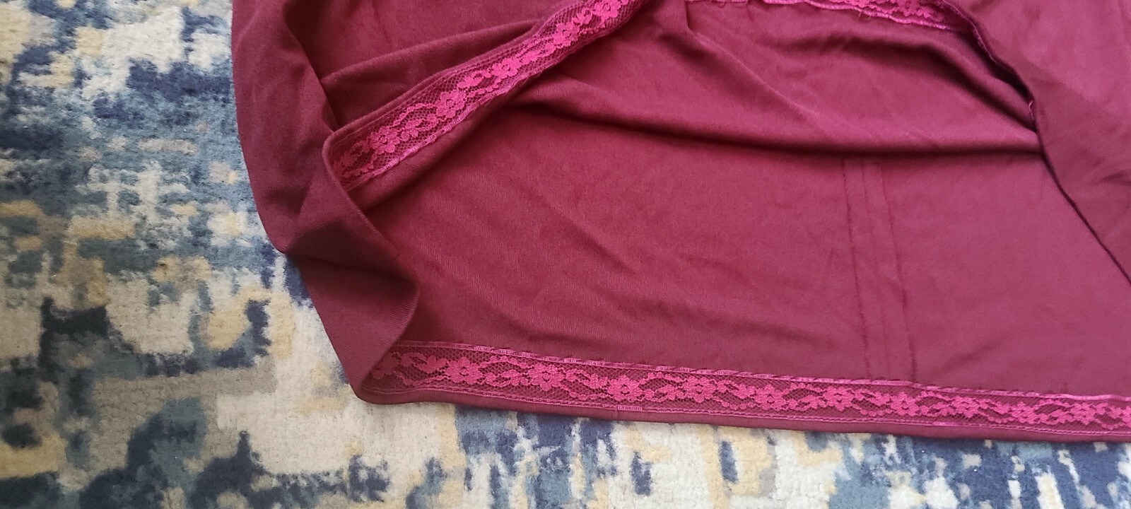 Vintage Union Made Bead Detail 100% Rayon Burgundy Women’s Size 10